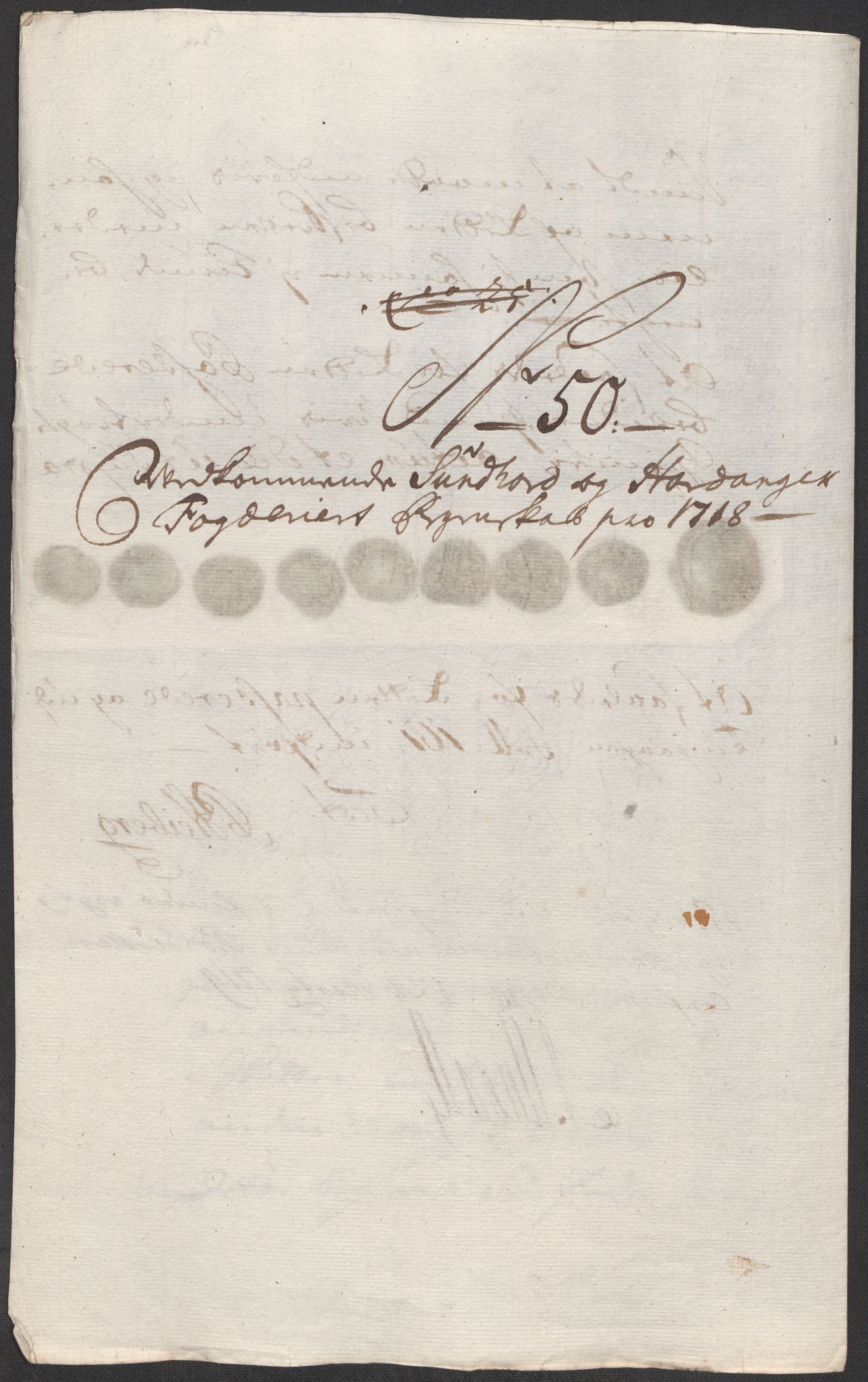 Rentekammeret inntil 1814, Reviderte regnskaper, Fogderegnskap, AV/RA-EA-4092/R48/L2996: Fogderegnskap Sunnhordland og Hardanger, 1718, p. 30