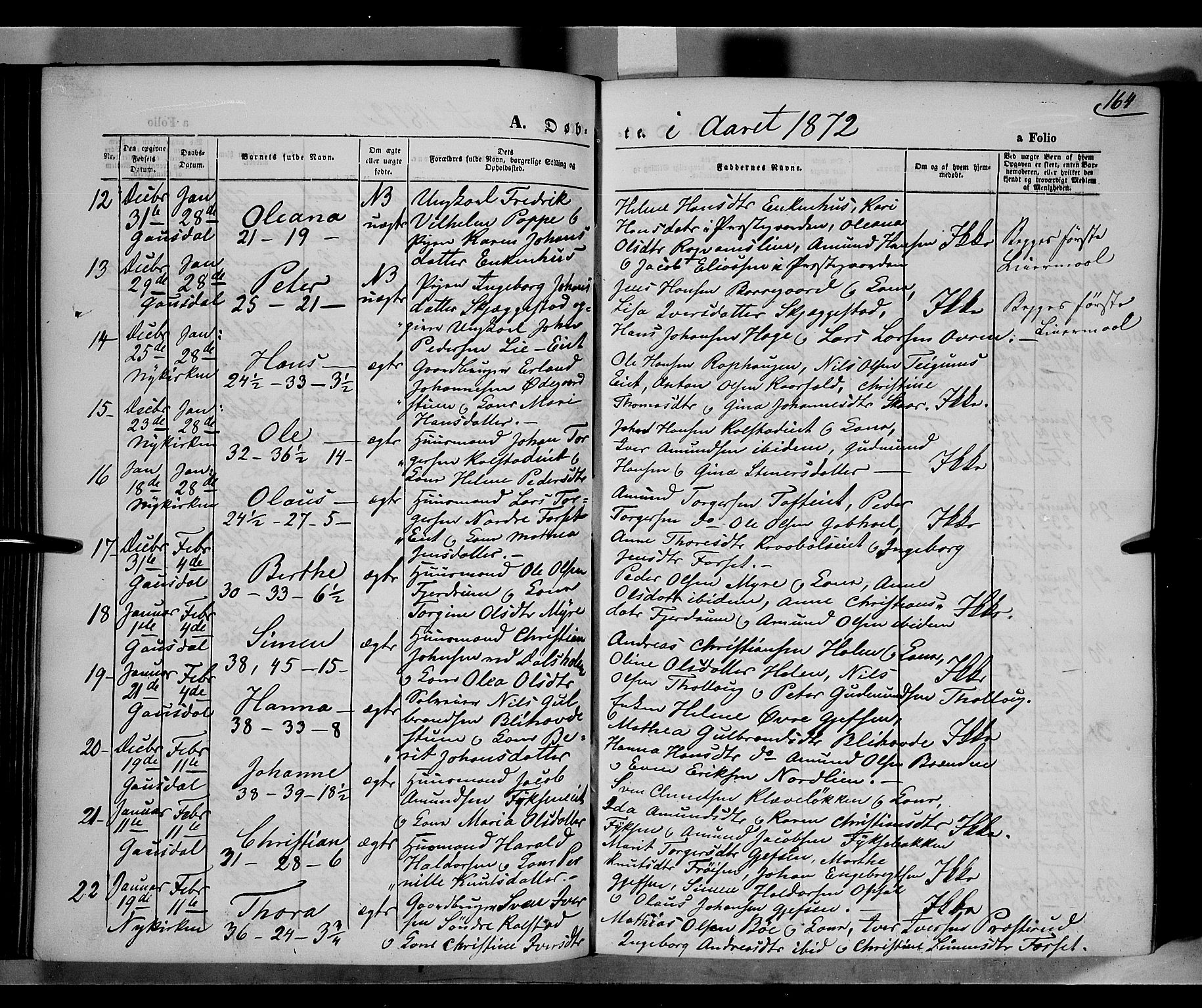 Gausdal prestekontor, SAH/PREST-090/H/Ha/Haa/L0009: Parish register (official) no. 9, 1862-1873, p. 164