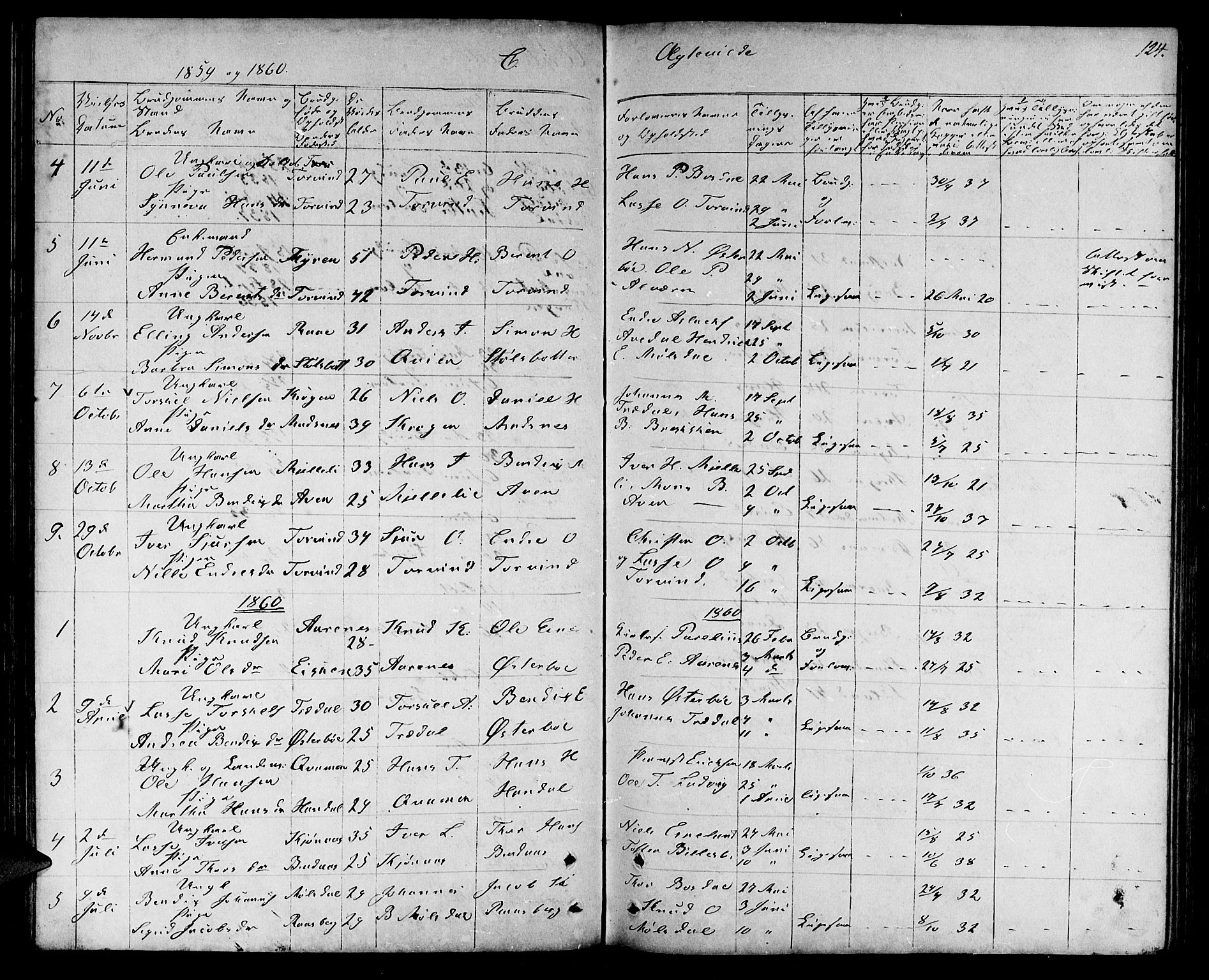 Lavik sokneprestembete, SAB/A-80901: Parish register (copy) no. A 1, 1854-1881, p. 124