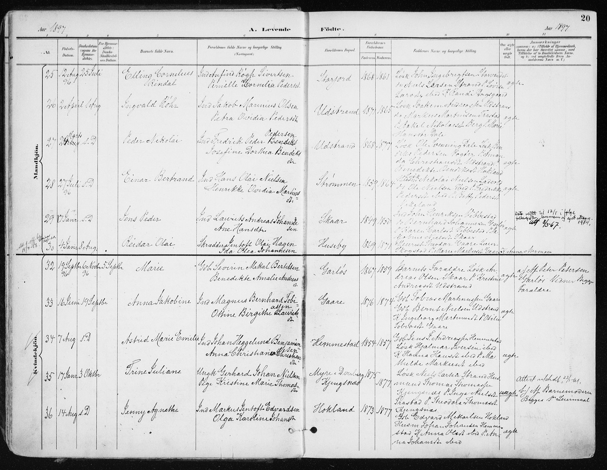Kvæfjord sokneprestkontor, AV/SATØ-S-1323/G/Ga/Gaa/L0006kirke: Parish register (official) no. 6, 1895-1914, p. 20