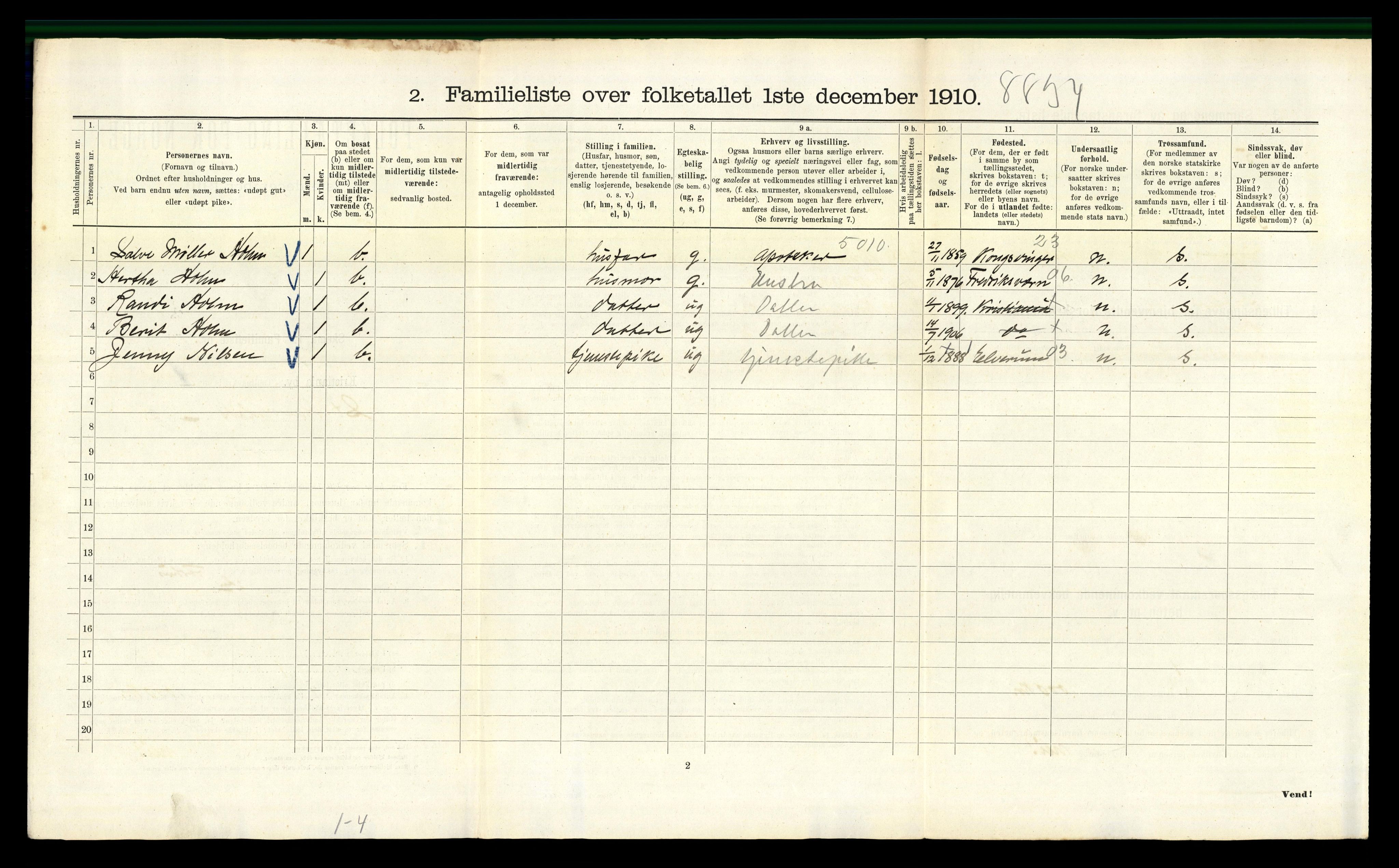 RA, 1910 census for Kristiania, 1910, p. 96854