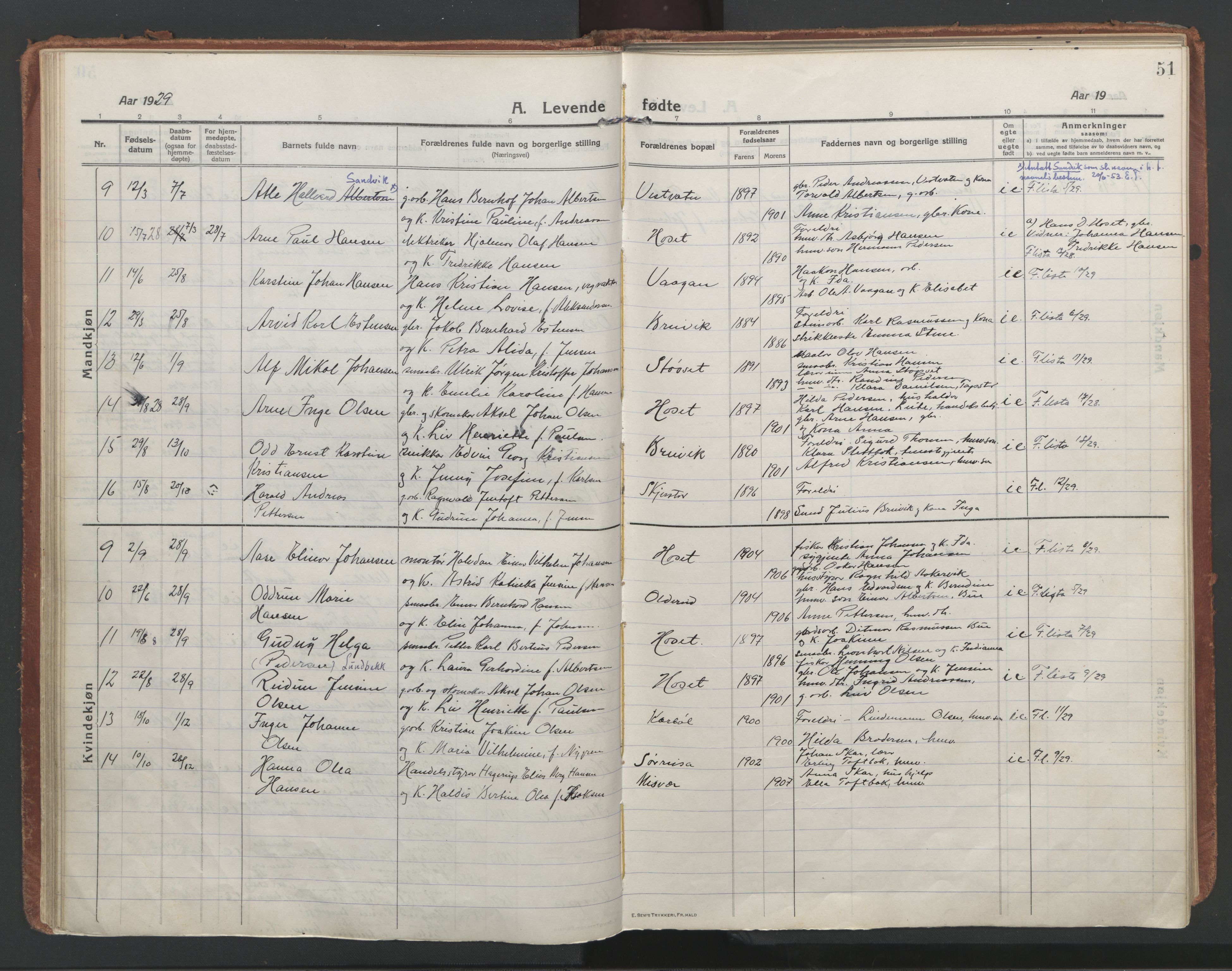 Ministerialprotokoller, klokkerbøker og fødselsregistre - Nordland, AV/SAT-A-1459/852/L0748: Parish register (official) no. 852A18, 1913-1932, p. 51