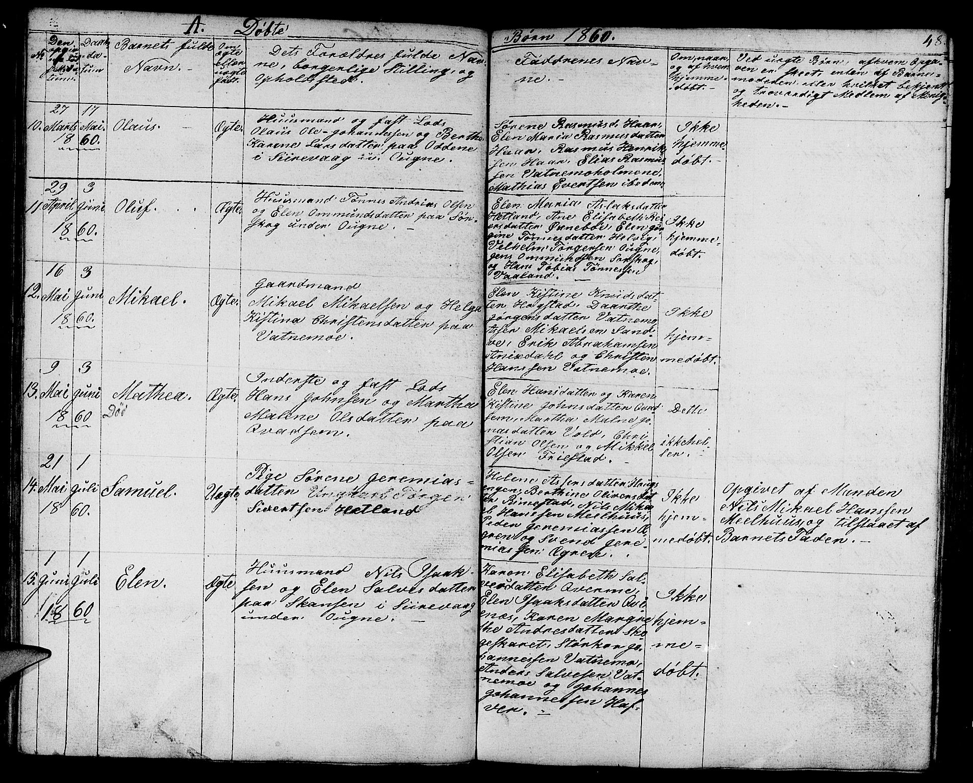 Eigersund sokneprestkontor, AV/SAST-A-101807/S09/L0003: Parish register (copy) no. B 3, 1846-1875, p. 48