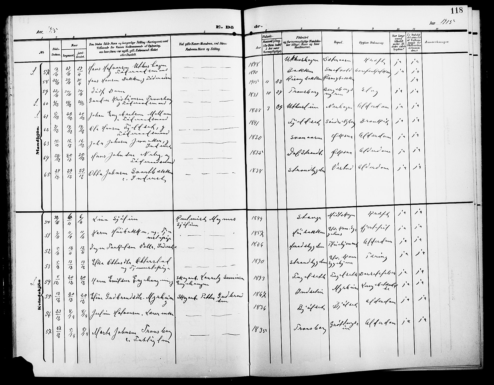 Elverum prestekontor, AV/SAH-PREST-044/H/Ha/Hab/L0009: Parish register (copy) no. 9, 1908-1921, p. 118