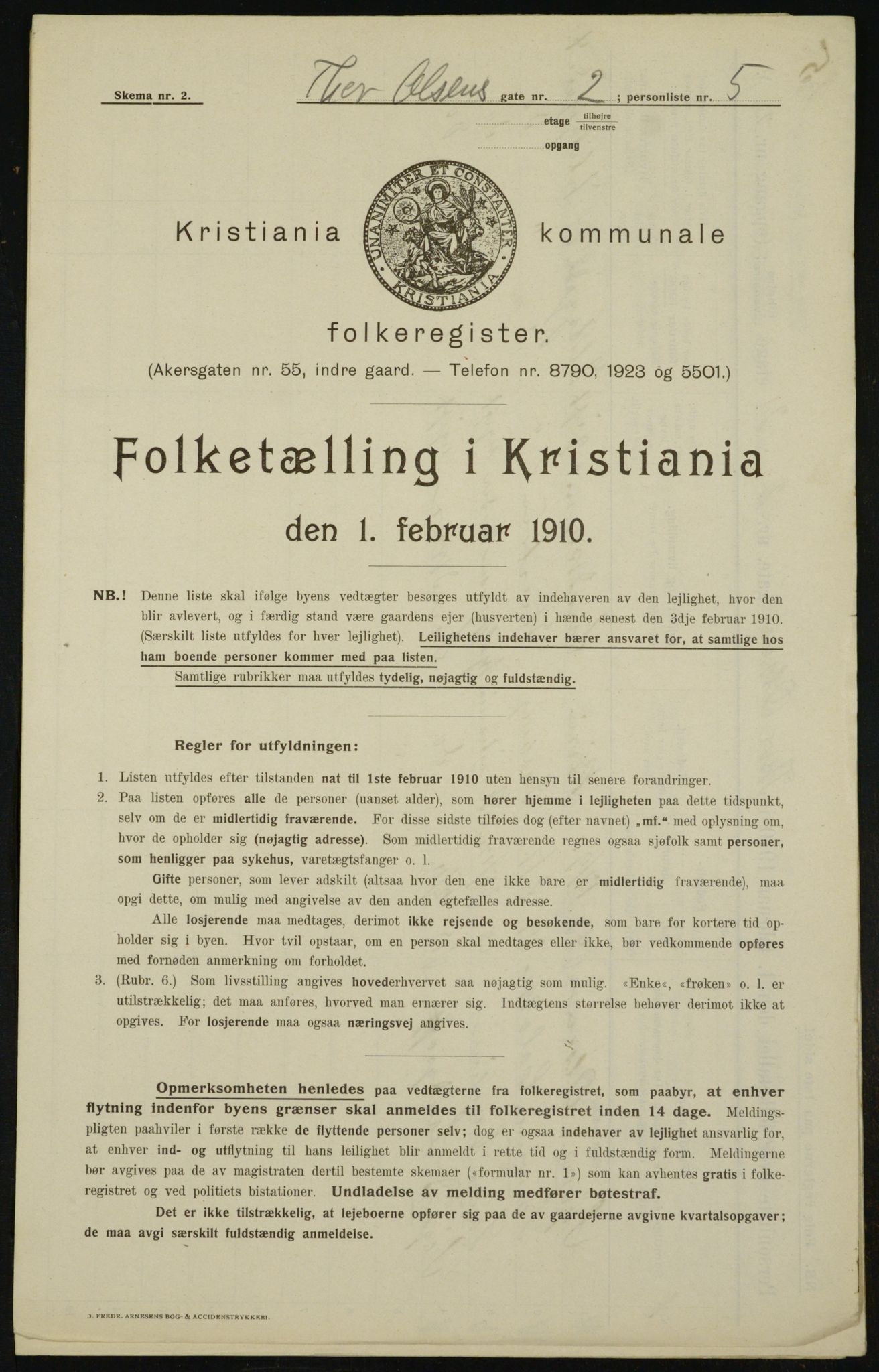 OBA, Municipal Census 1910 for Kristiania, 1910, p. 103696