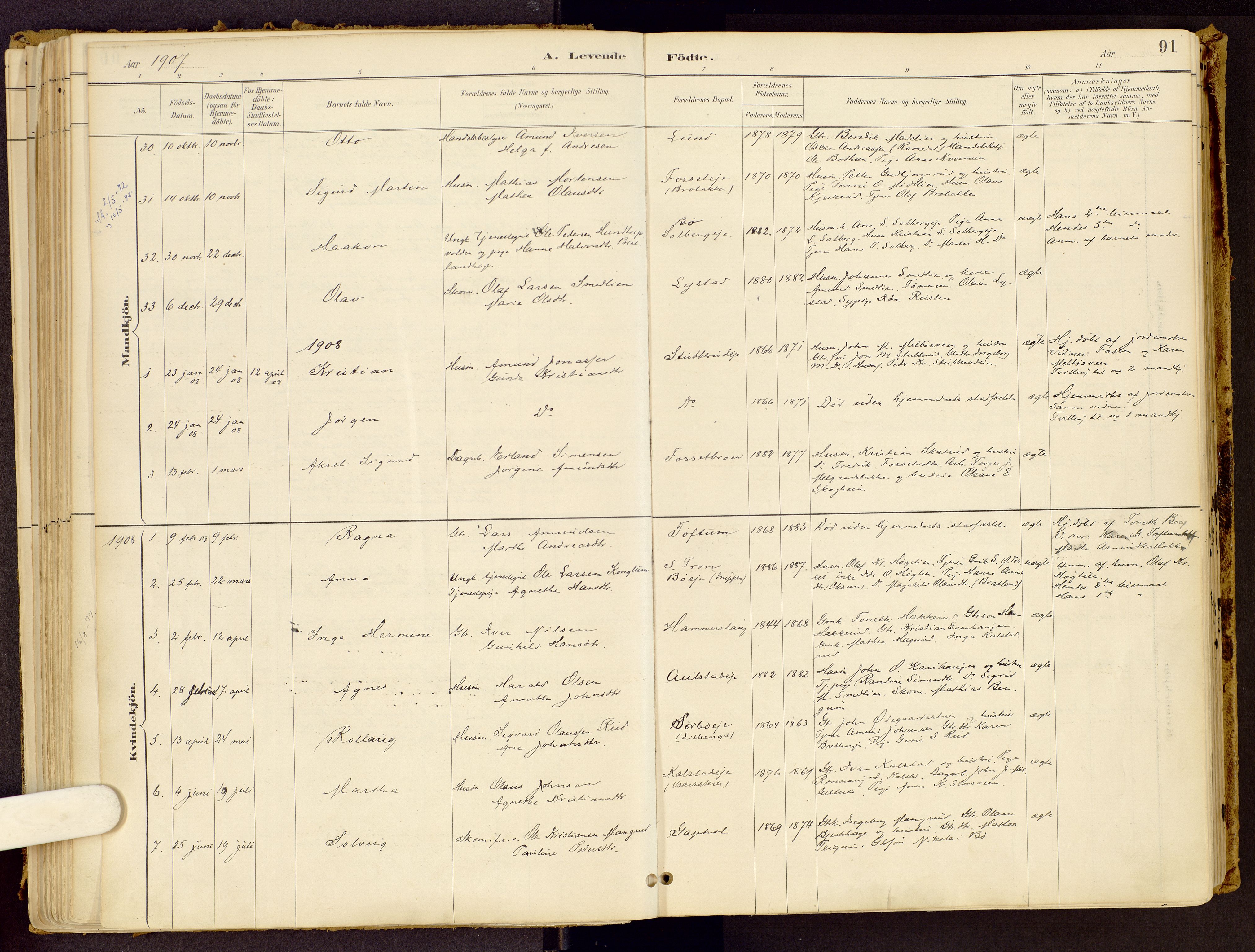 Vestre Gausdal prestekontor, SAH/PREST-094/H/Ha/Haa/L0001: Parish register (official) no. 1, 1887-1914, p. 91