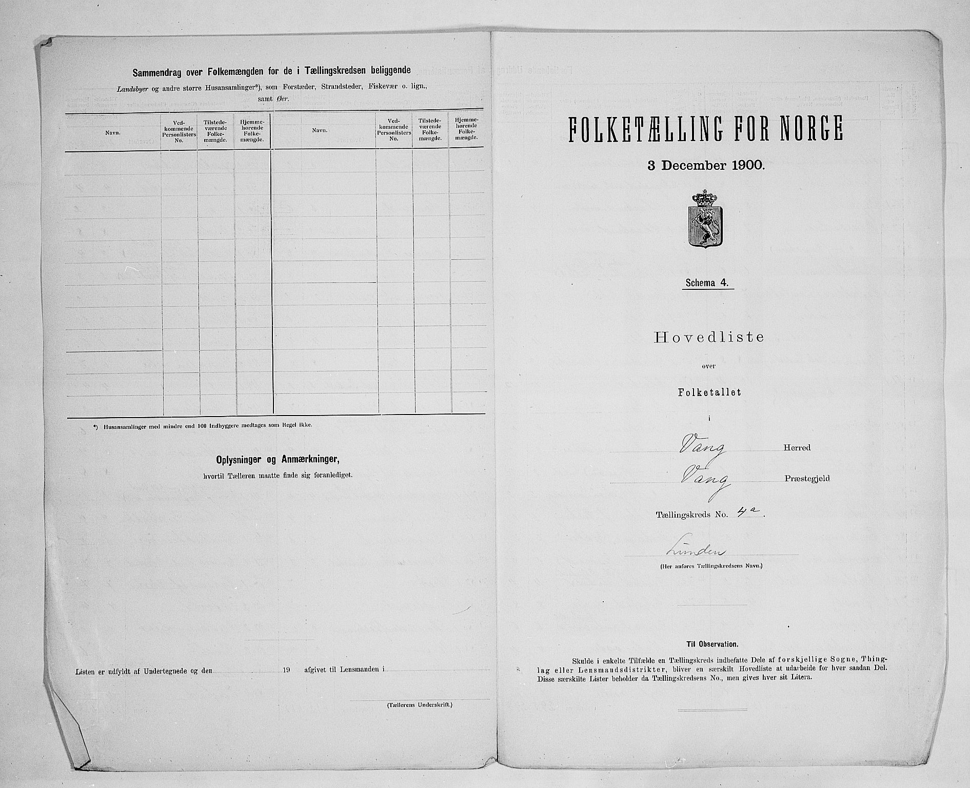 SAH, 1900 census for Vang, 1900, p. 19