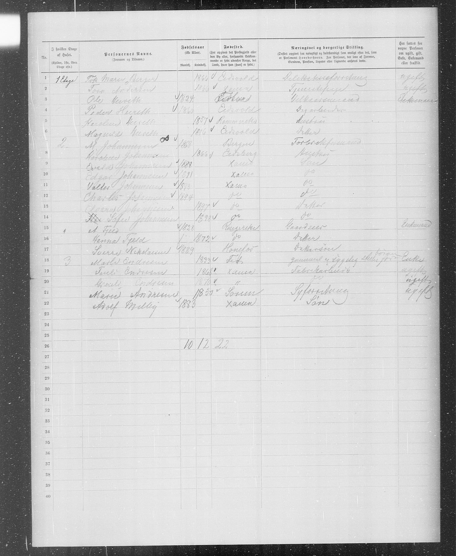 OBA, Municipal Census 1899 for Kristiania, 1899, p. 1302