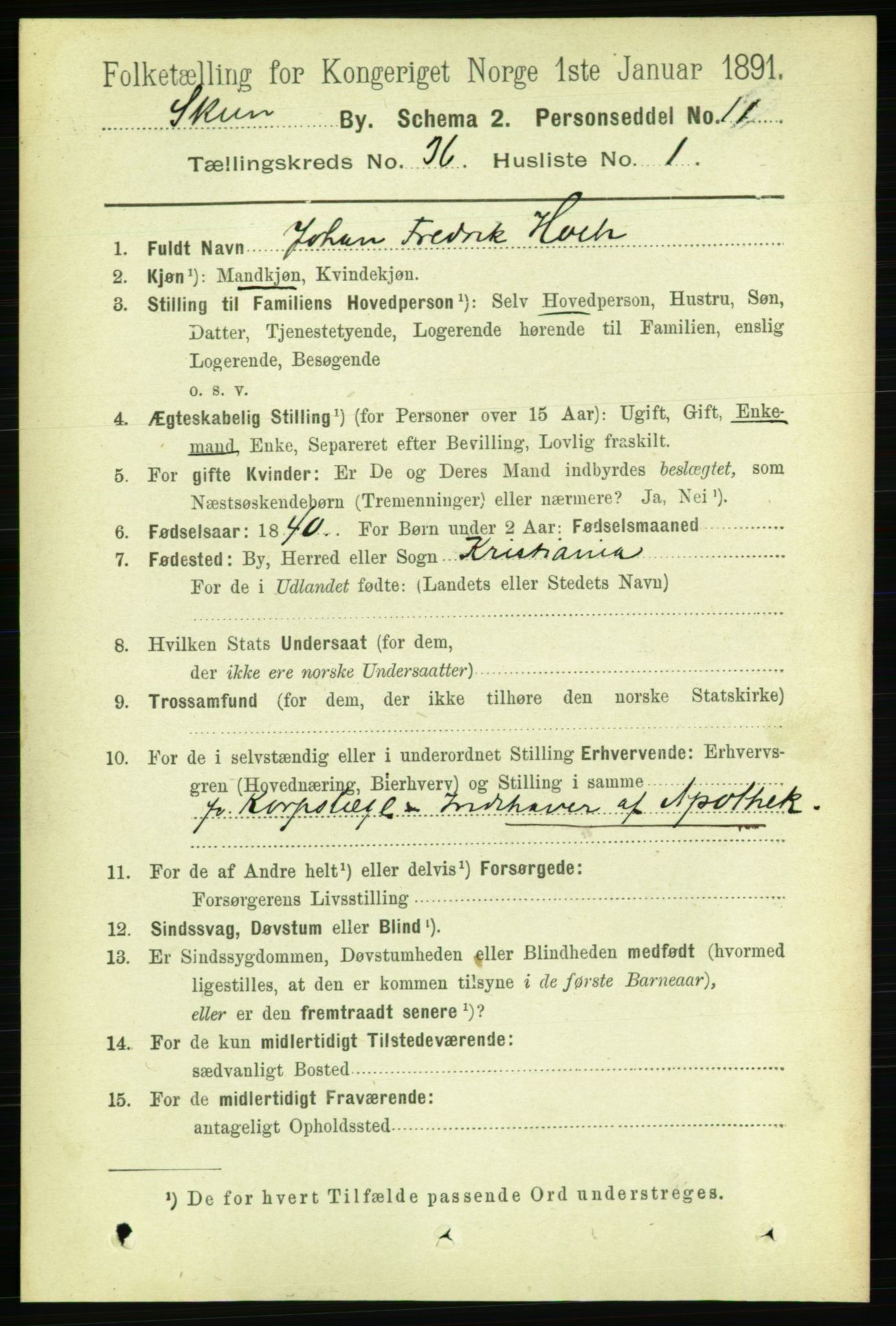 RA, 1891 census for 0806 Skien, 1891, p. 7955