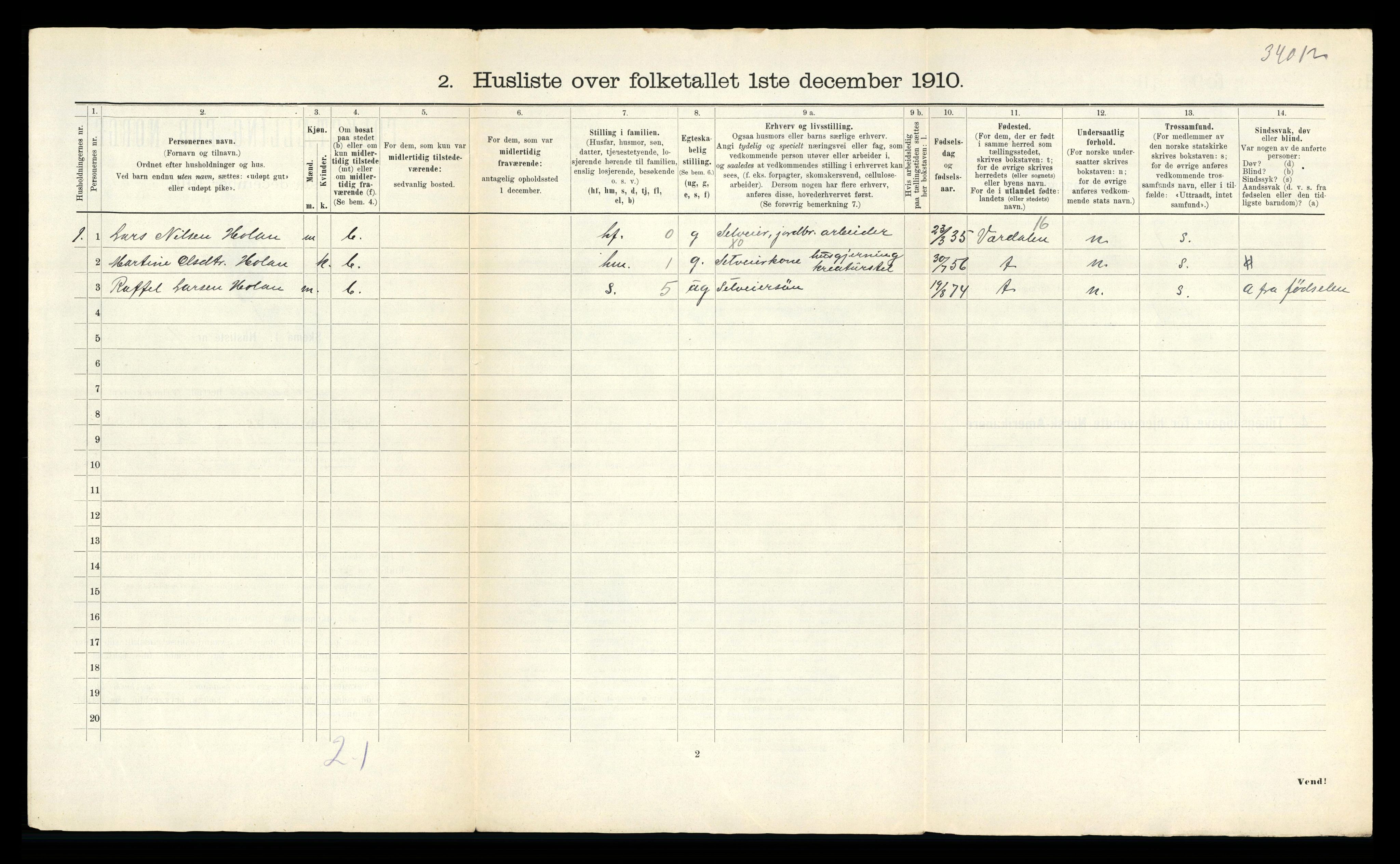 RA, 1910 census for Sparbu, 1910, p. 33