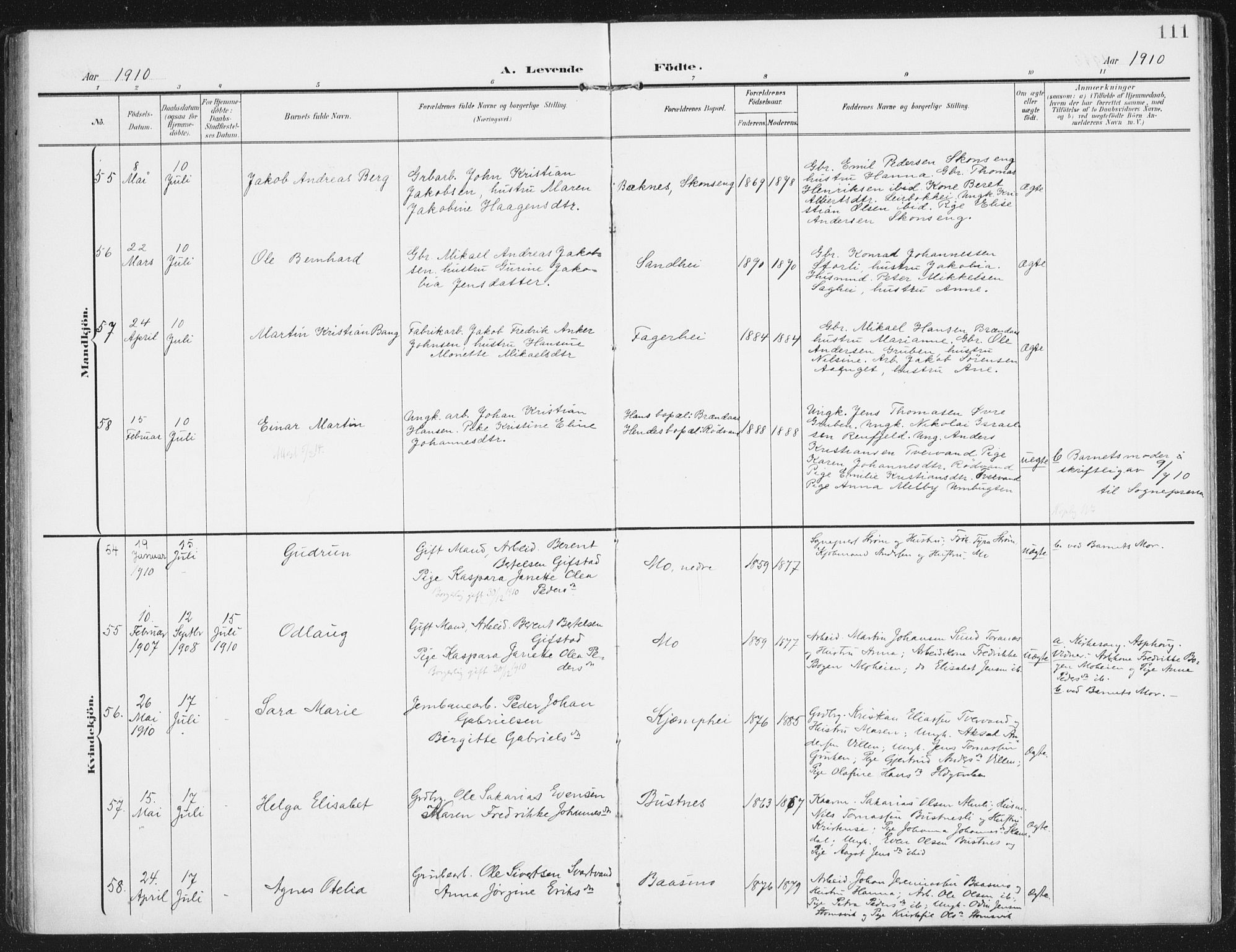 Ministerialprotokoller, klokkerbøker og fødselsregistre - Nordland, AV/SAT-A-1459/827/L0402: Parish register (official) no. 827A14, 1903-1912, p. 111