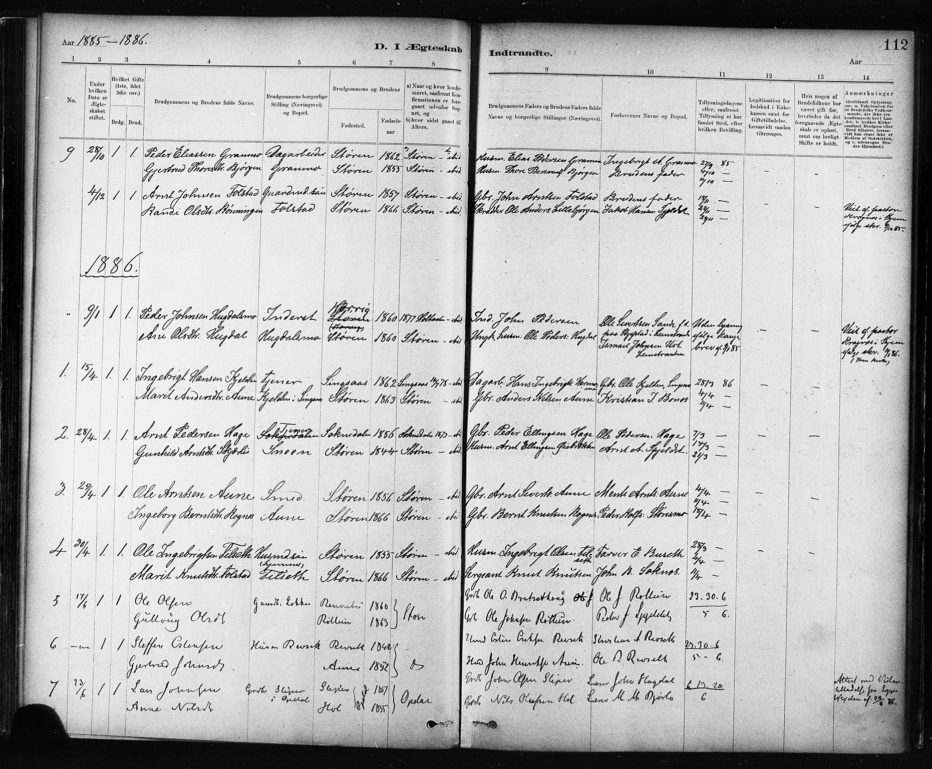 Ministerialprotokoller, klokkerbøker og fødselsregistre - Sør-Trøndelag, AV/SAT-A-1456/687/L1002: Parish register (official) no. 687A08, 1878-1890, p. 112