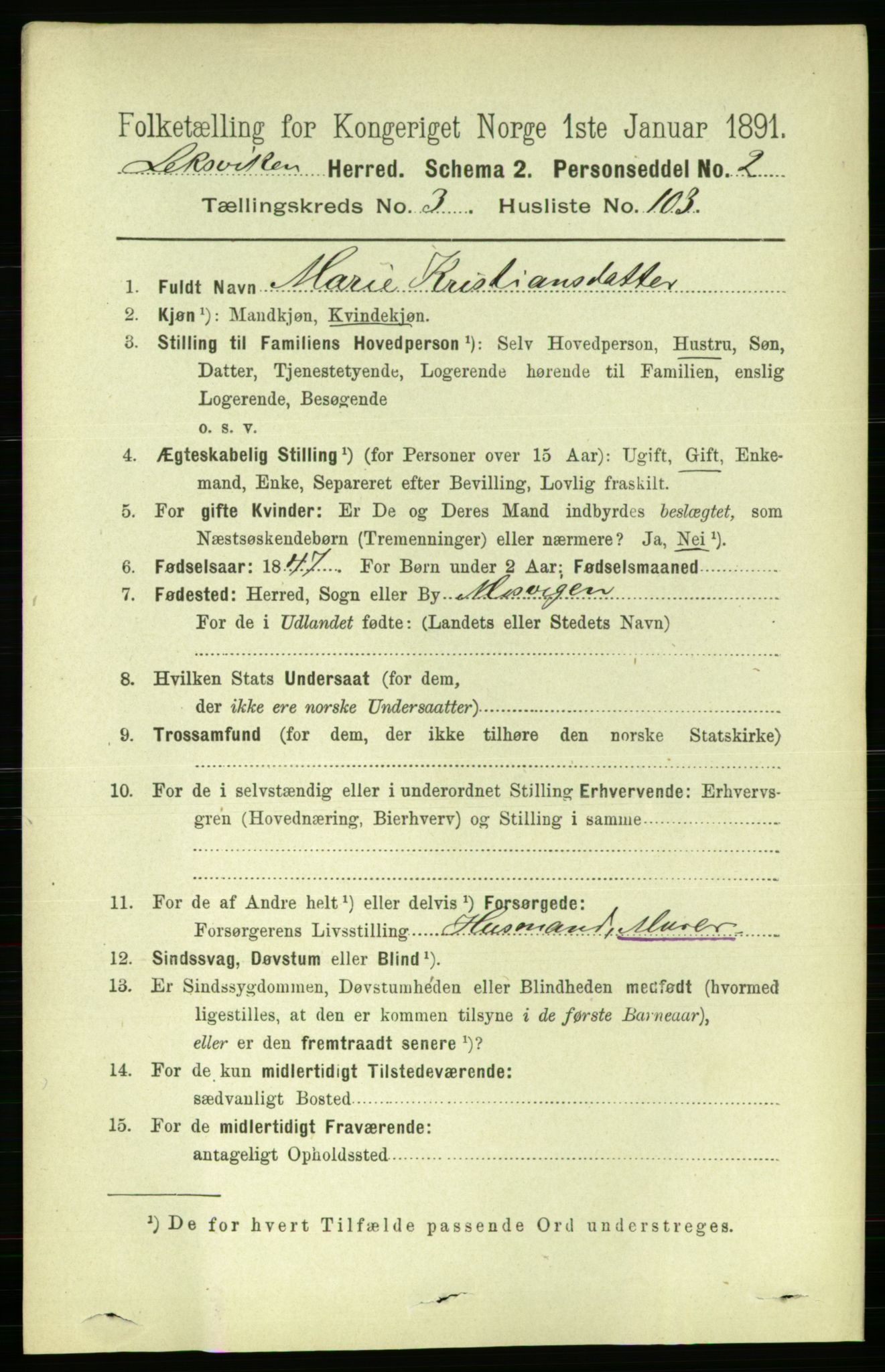 RA, 1891 census for 1718 Leksvik, 1891, p. 1819