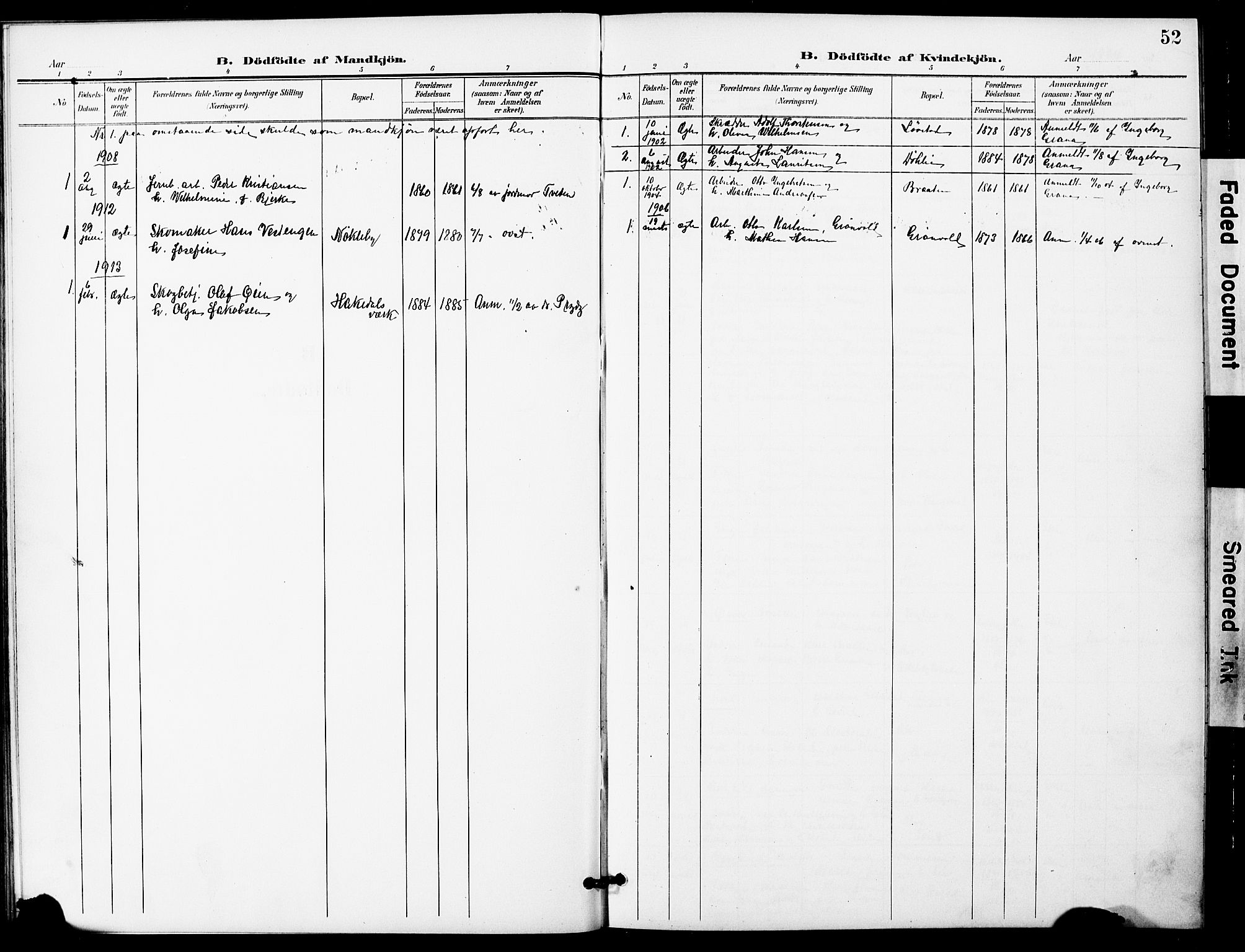 Nittedal prestekontor Kirkebøker, AV/SAO-A-10365a/G/Gb/L0003: Parish register (copy) no. II 3, 1902-1924, p. 52