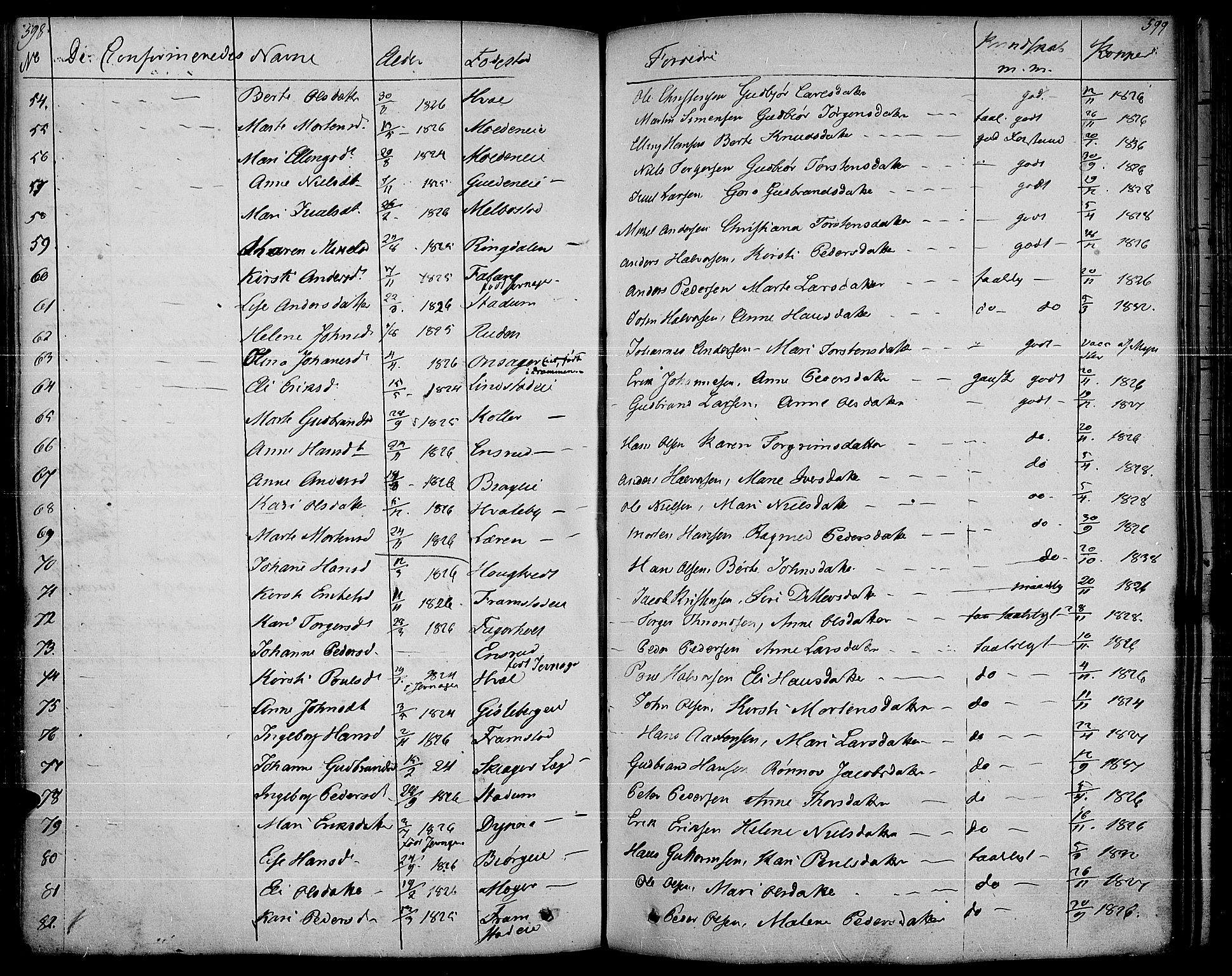 Gran prestekontor, AV/SAH-PREST-112/H/Ha/Haa/L0010: Parish register (official) no. 10, 1824-1842, p. 598-599