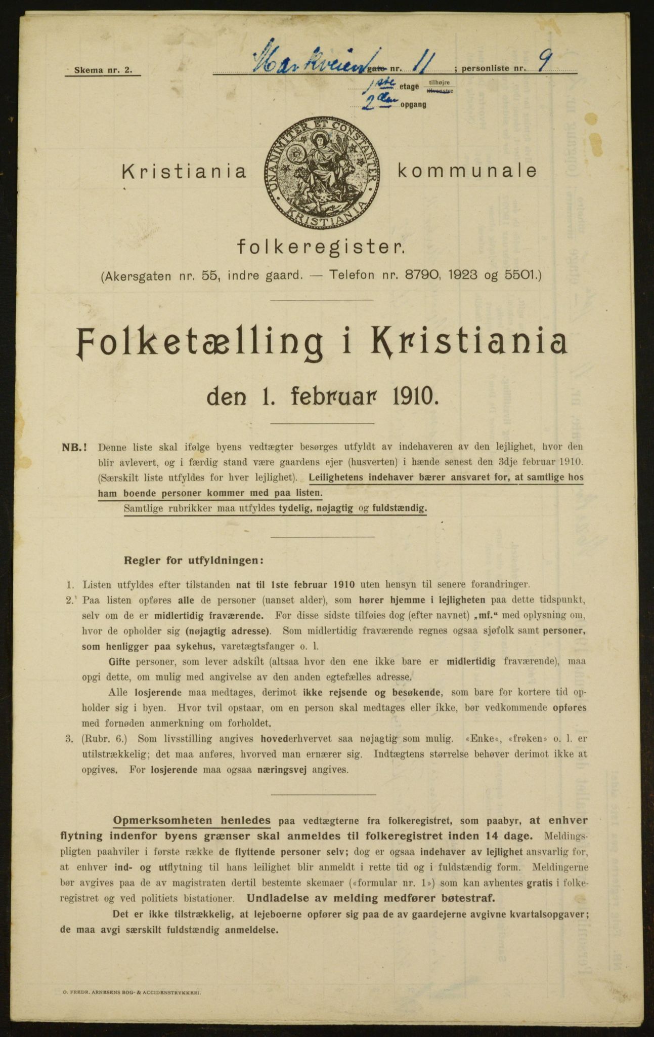 OBA, Municipal Census 1910 for Kristiania, 1910, p. 61165