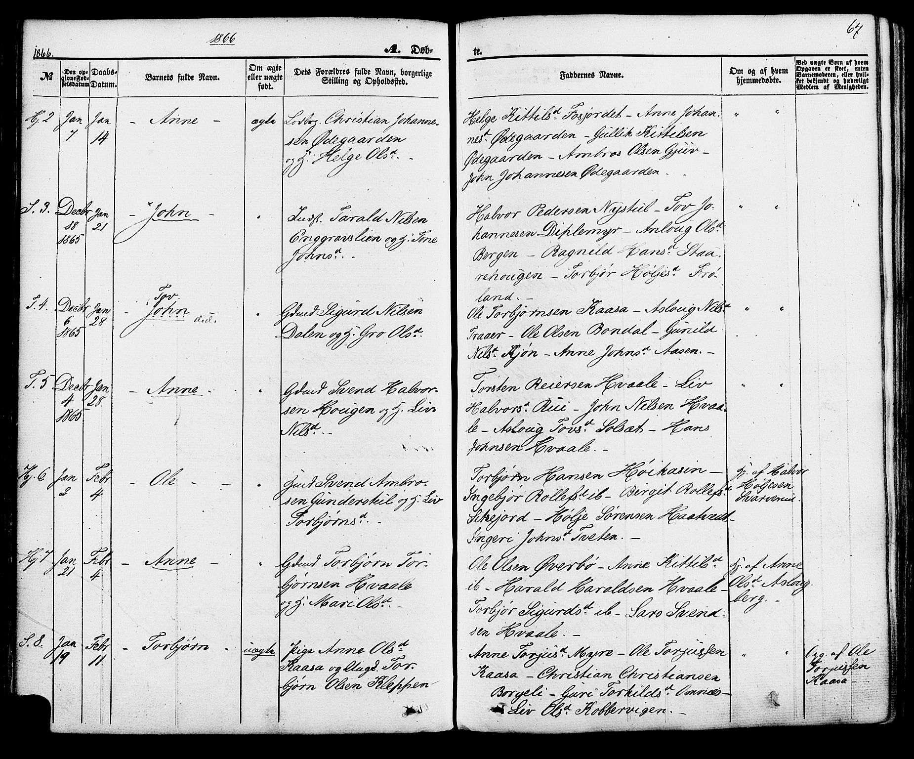 Hjartdal kirkebøker, SAKO/A-270/F/Fa/L0009: Parish register (official) no. I 9, 1860-1879, p. 67