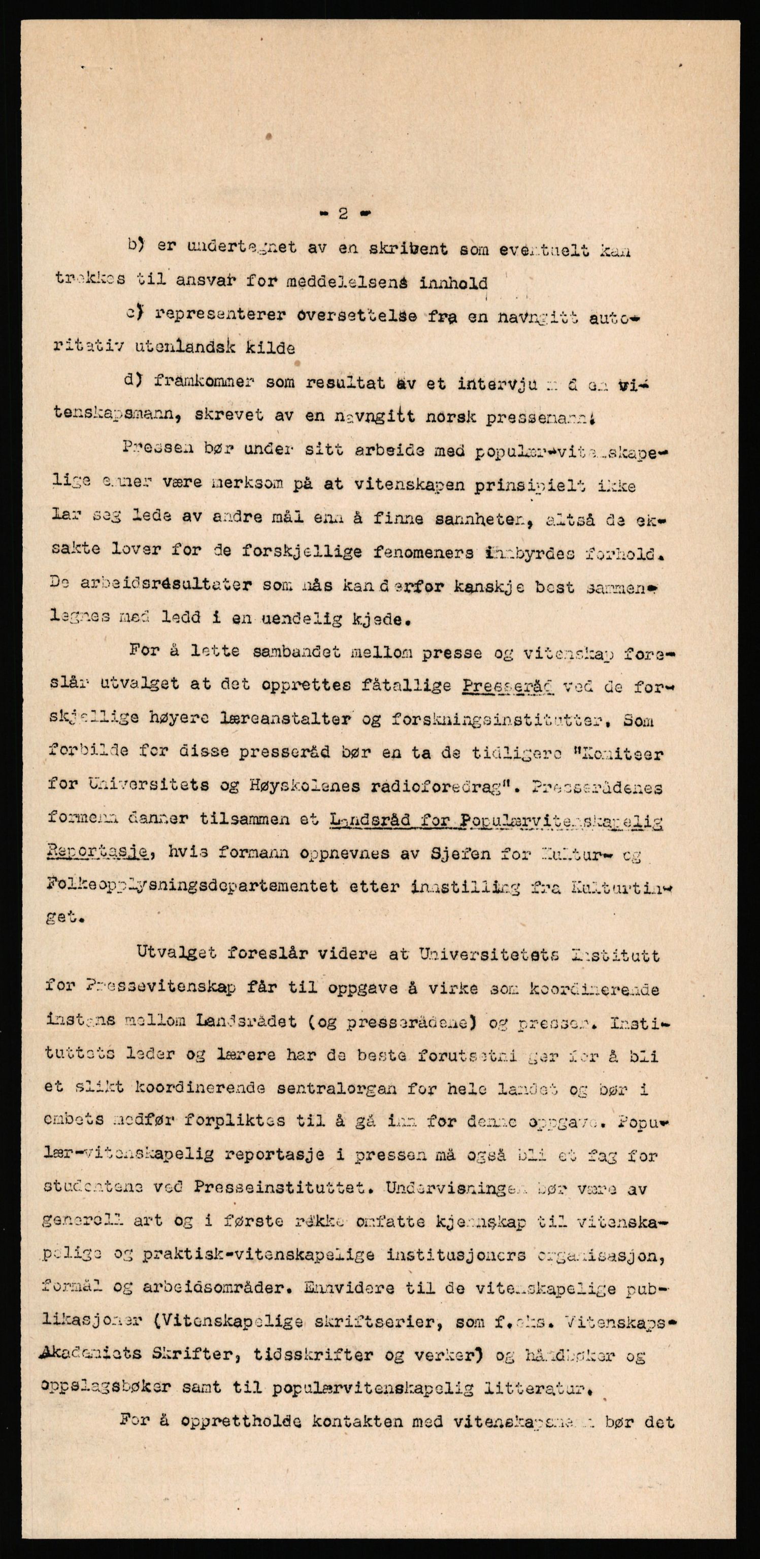 Kultur- og folkeopplysningsdepartementet, Den alminnelige avdeling. 1940-45, AV/RA-S-6010/E/Ea/L0016/0007: Sakarkiv / Kulturtingets møter 1944 i Trondheim, 1943-1945, p. 16
