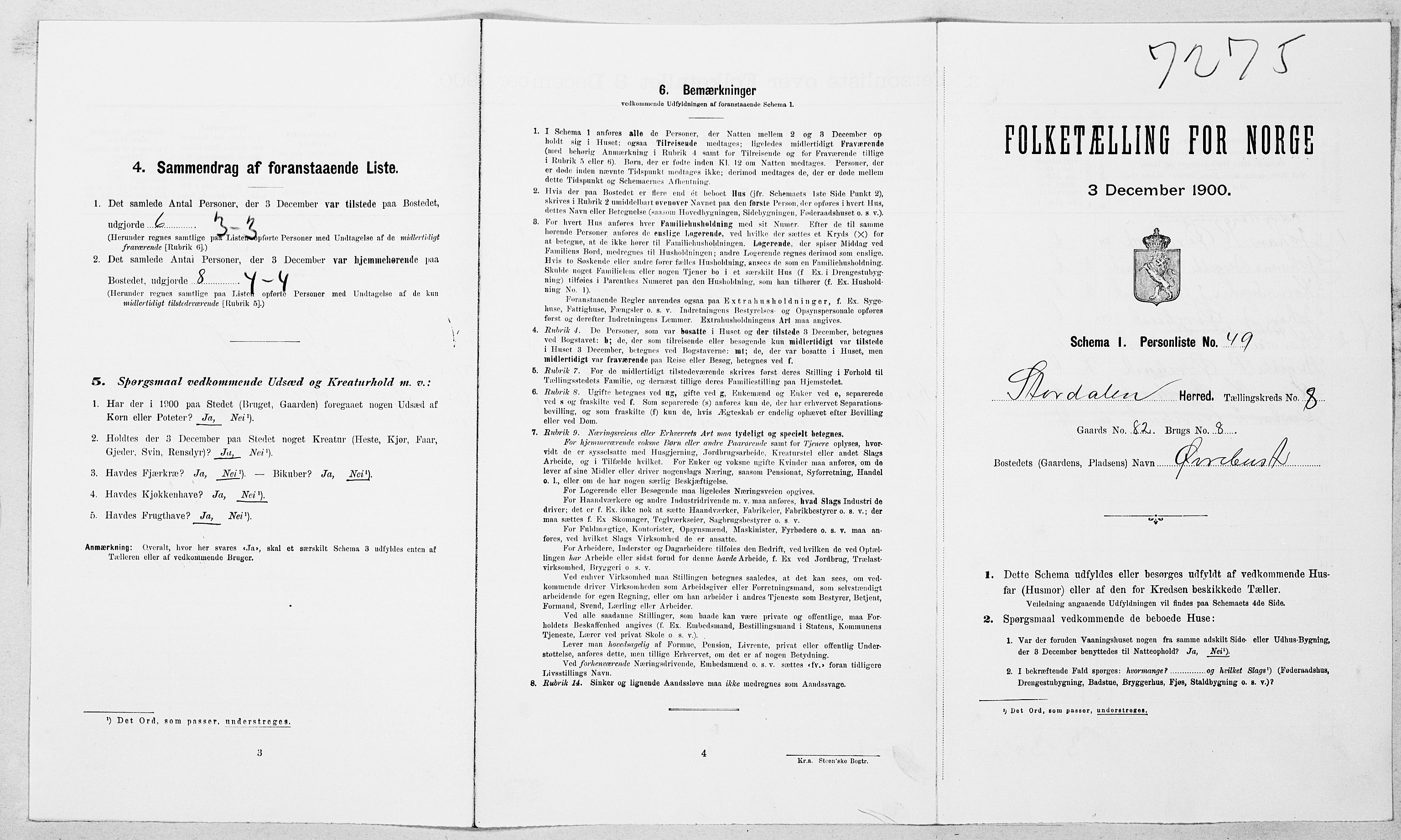 SAT, 1900 census for Stordal, 1900, p. 202