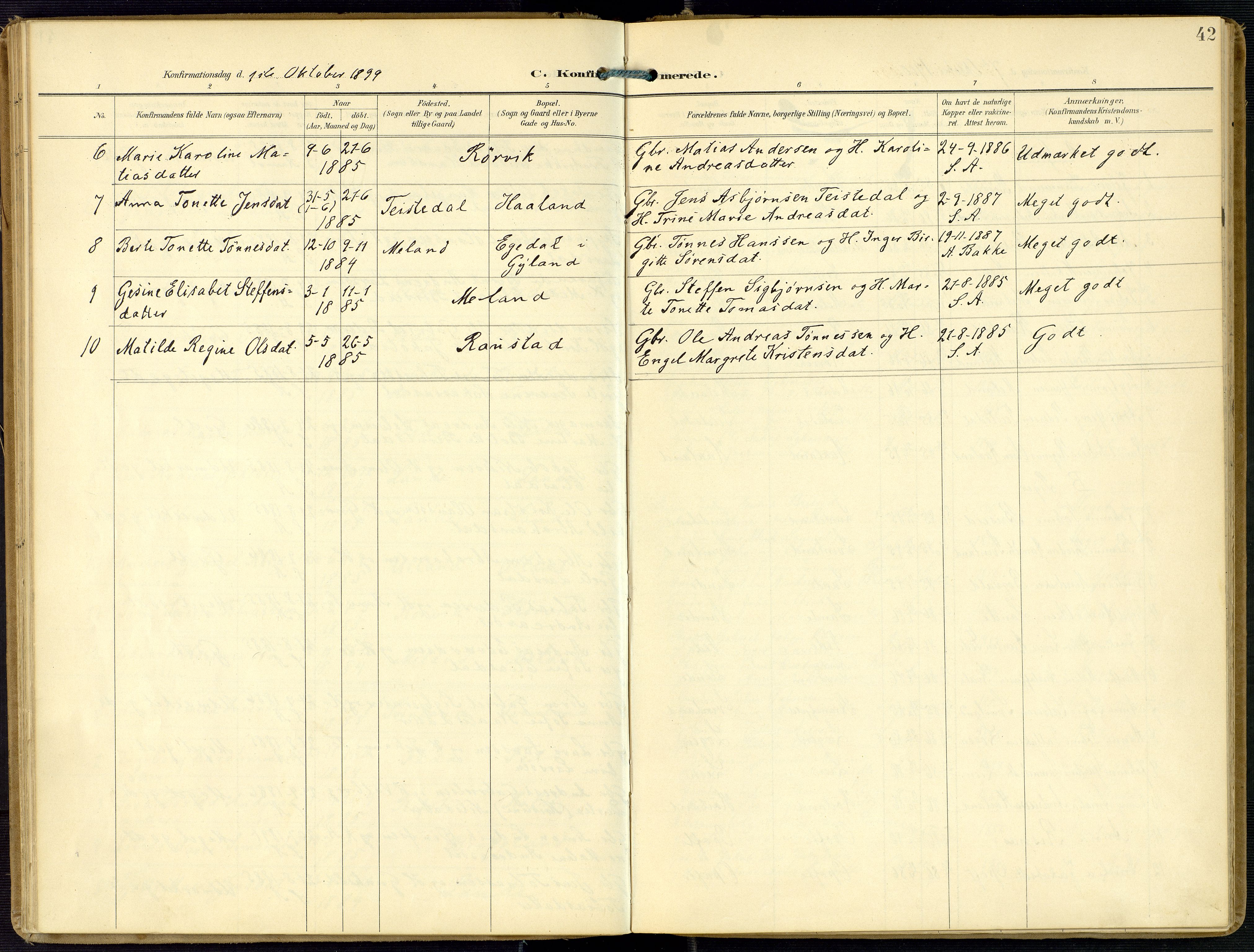 Kvinesdal sokneprestkontor, AV/SAK-1111-0026/F/Fa/Faa/L0005: Parish register (official) no. A 5, 1898-1915, p. 42