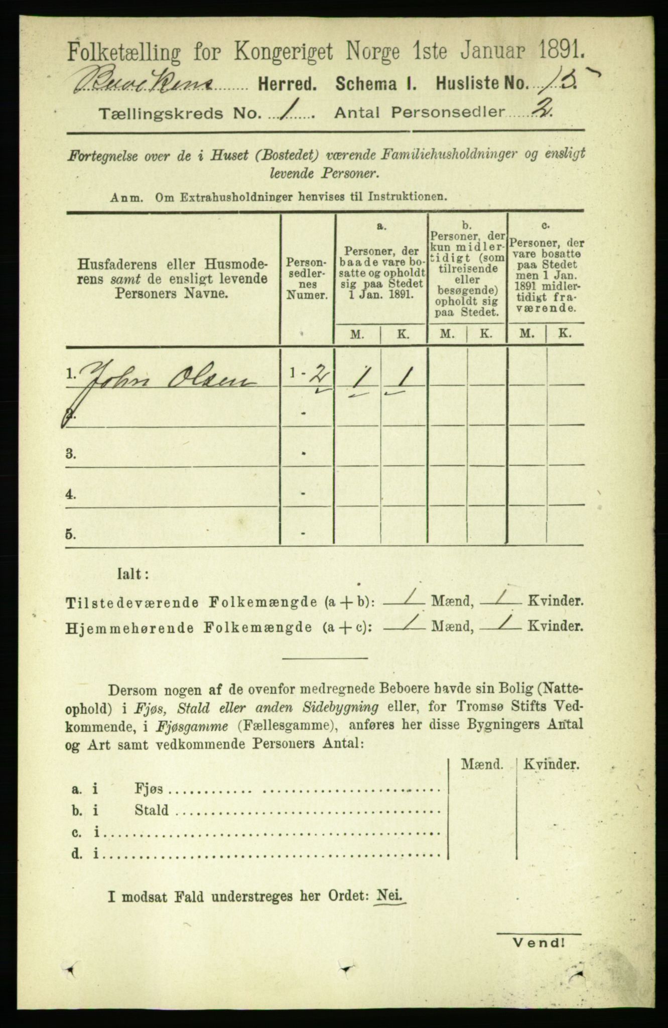 RA, 1891 census for 1656 Buvik, 1891, p. 26