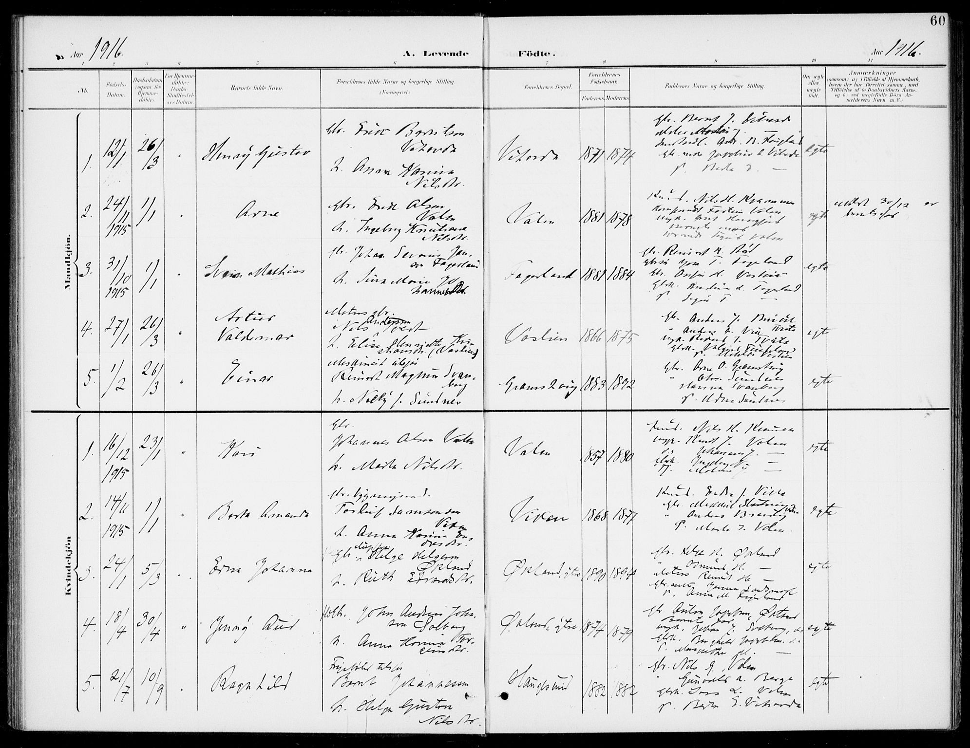 Sveio Sokneprestembete, AV/SAB-A-78501/H/Haa: Parish register (official) no. C 3, 1899-1916, p. 60