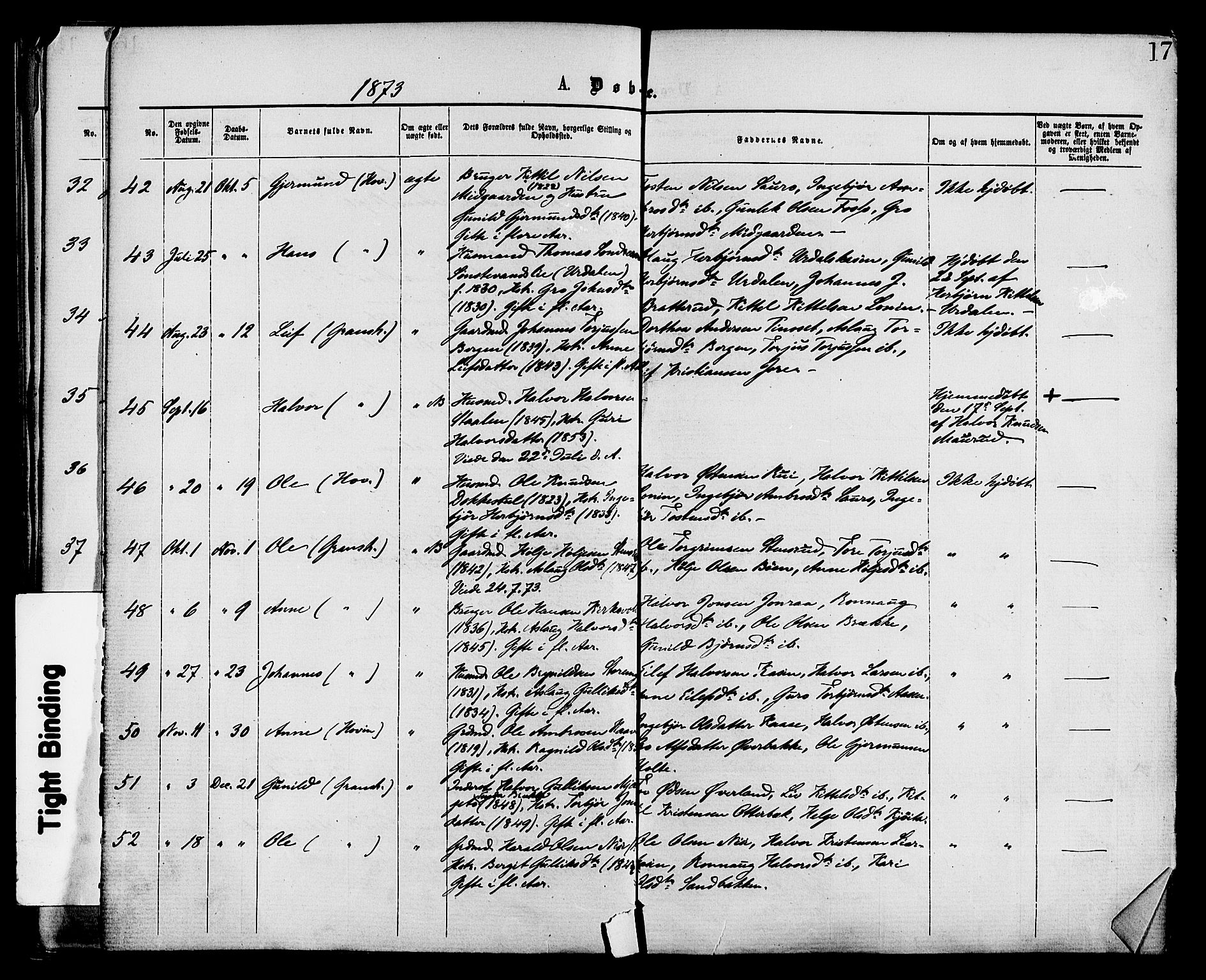 Gransherad kirkebøker, SAKO/A-267/F/Fa/L0004: Parish register (official) no. I 4, 1871-1886, p. 17