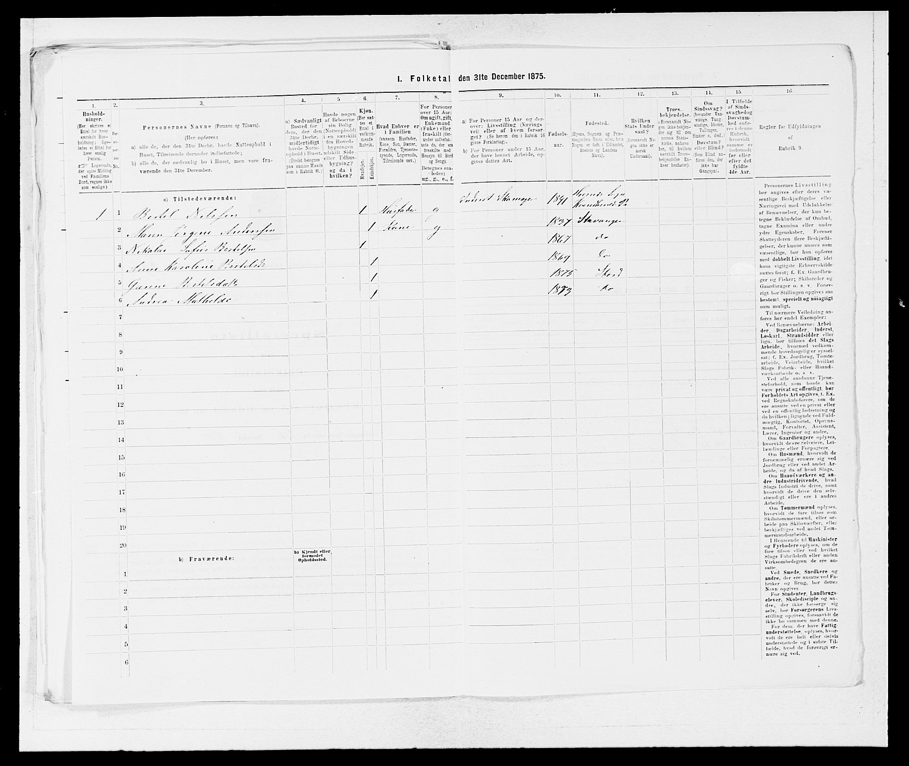 SAB, 1875 census for 1221P Stord, 1875, p. 254