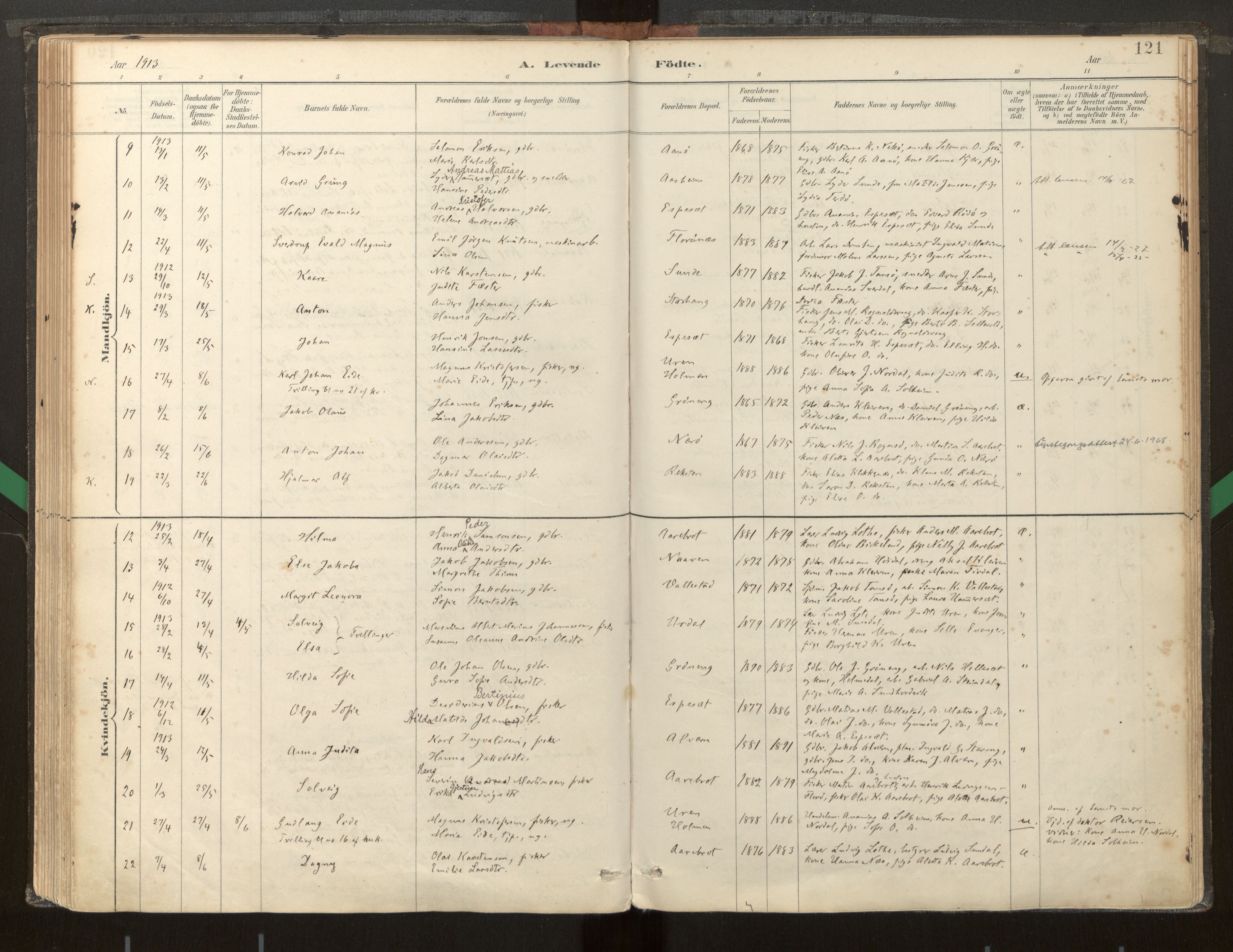 Kinn sokneprestembete, SAB/A-80801/H/Haa/Haab/L0001: Parish register (official) no. B 1, 1886-1921, p. 121