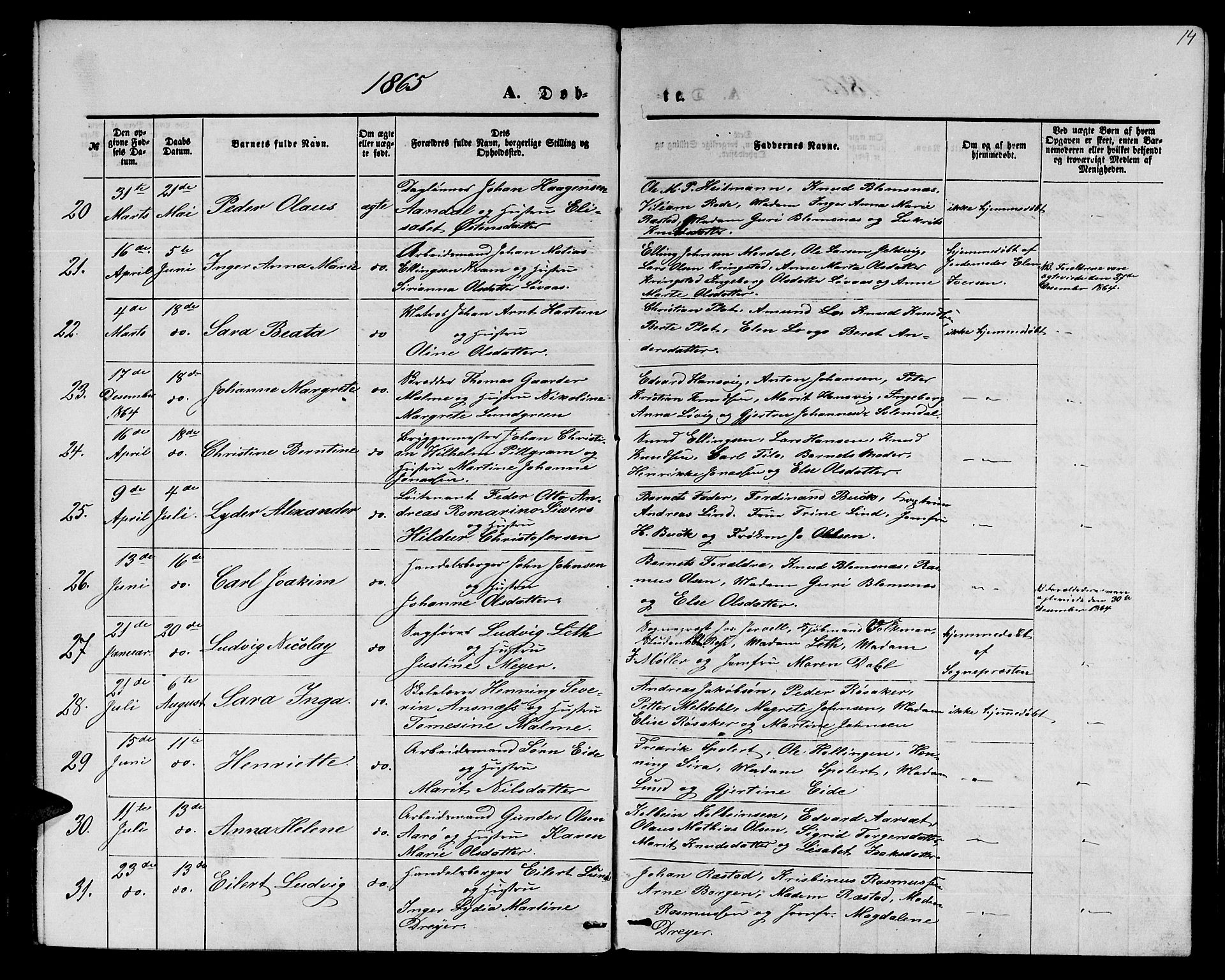 Ministerialprotokoller, klokkerbøker og fødselsregistre - Møre og Romsdal, AV/SAT-A-1454/558/L0701: Parish register (copy) no. 558C02, 1862-1879, p. 14