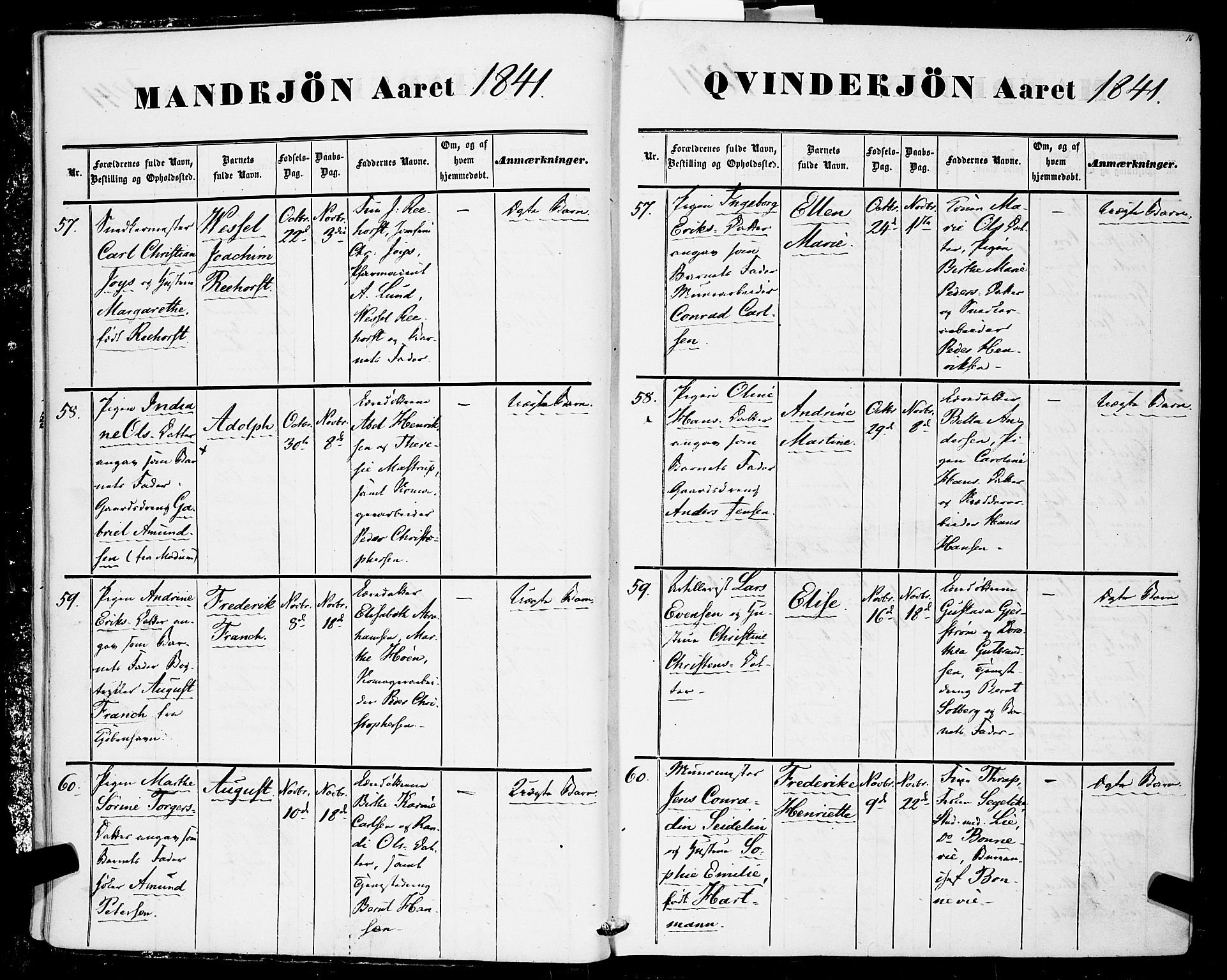 Rikshospitalet prestekontor Kirkebøker, AV/SAO-A-10309b/F/L0003: Parish register (official) no. 3, 1841-1853, p. 16