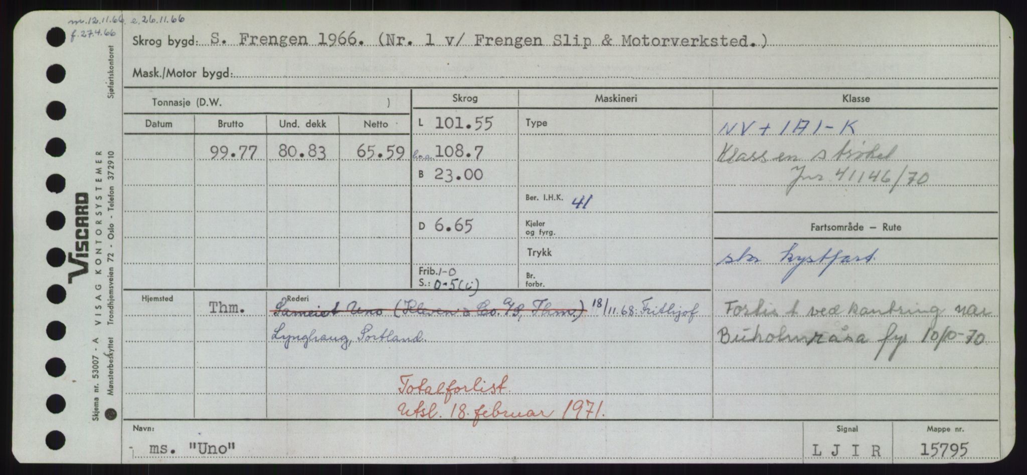 Sjøfartsdirektoratet med forløpere, Skipsmålingen, RA/S-1627/H/Hd/L0040: Fartøy, U-Ve, p. 105