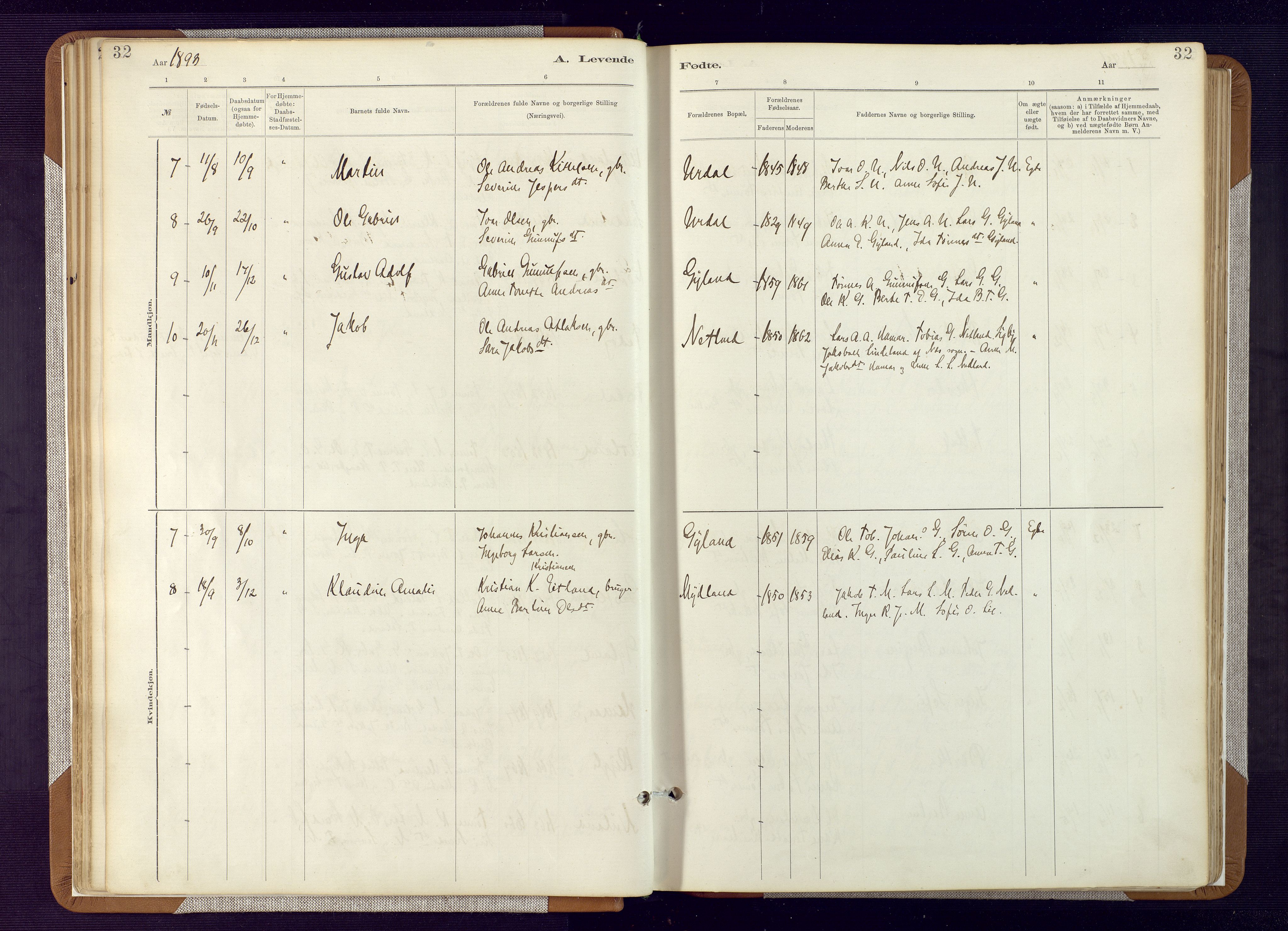 Bakke sokneprestkontor, AV/SAK-1111-0002/F/Fa/Fab/L0003: Parish register (official) no. A 3, 1884-1921, p. 32