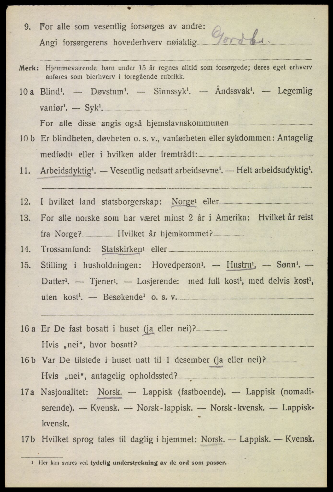 SAT, 1920 census for Skjerstad, 1920, p. 2126