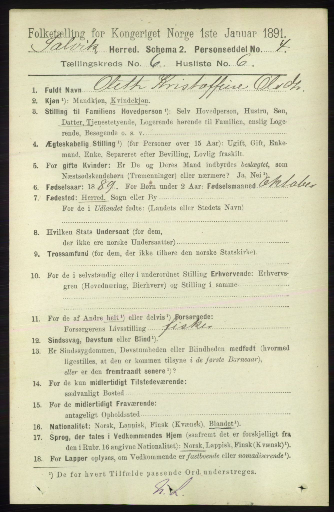RA, 1891 census for 2013 Talvik, 1891, p. 1642
