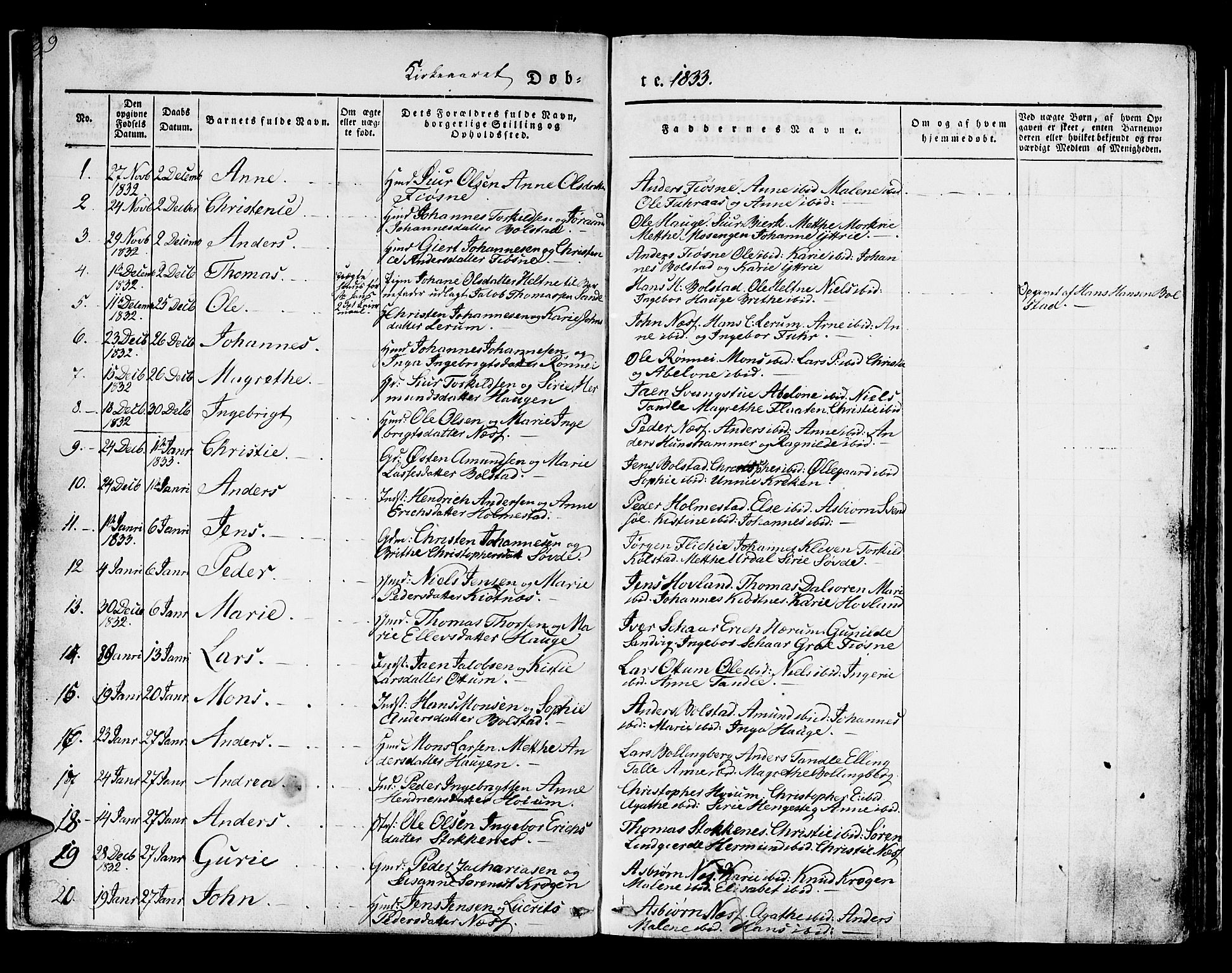 Luster sokneprestembete, SAB/A-81101/H/Haa/Haaa/L0005: Parish register (official) no. A 5, 1831-1841, p. 9