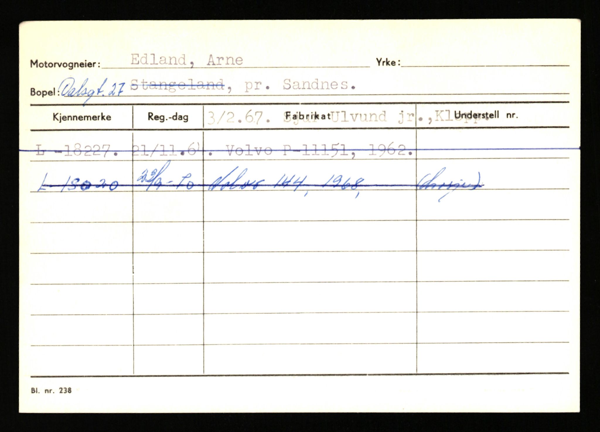 Stavanger trafikkstasjon, SAST/A-101942/0/H/L0006: Dalva - Egersund, 1930-1971, p. 1457