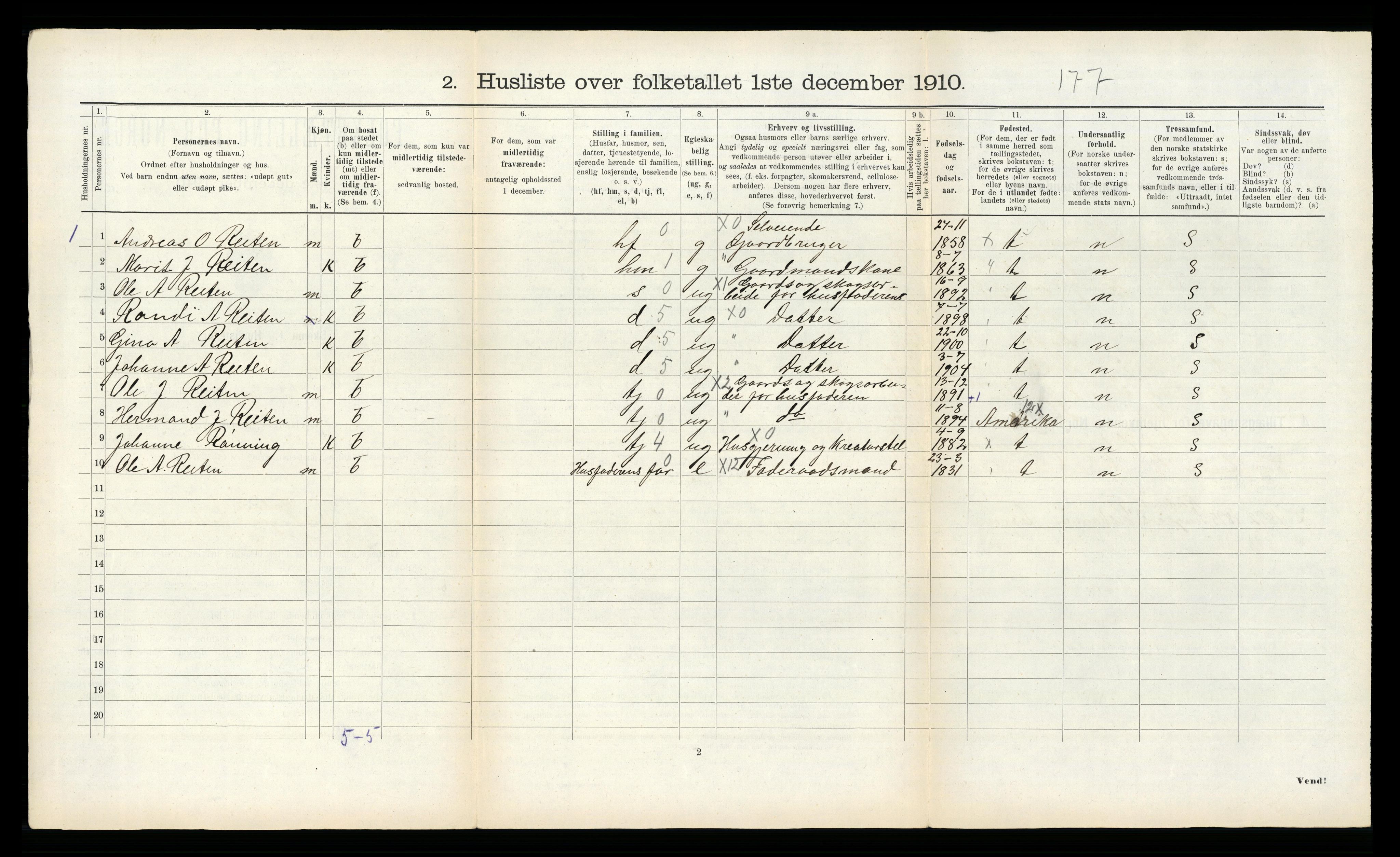 RA, 1910 census for Singsås, 1910, p. 89