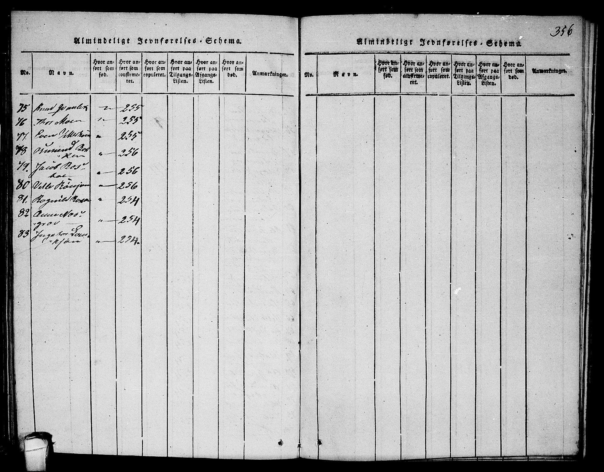 Seljord kirkebøker, SAKO/A-20/F/Fc/L0001: Parish register (official) no. III 1, 1815-1831, p. 356