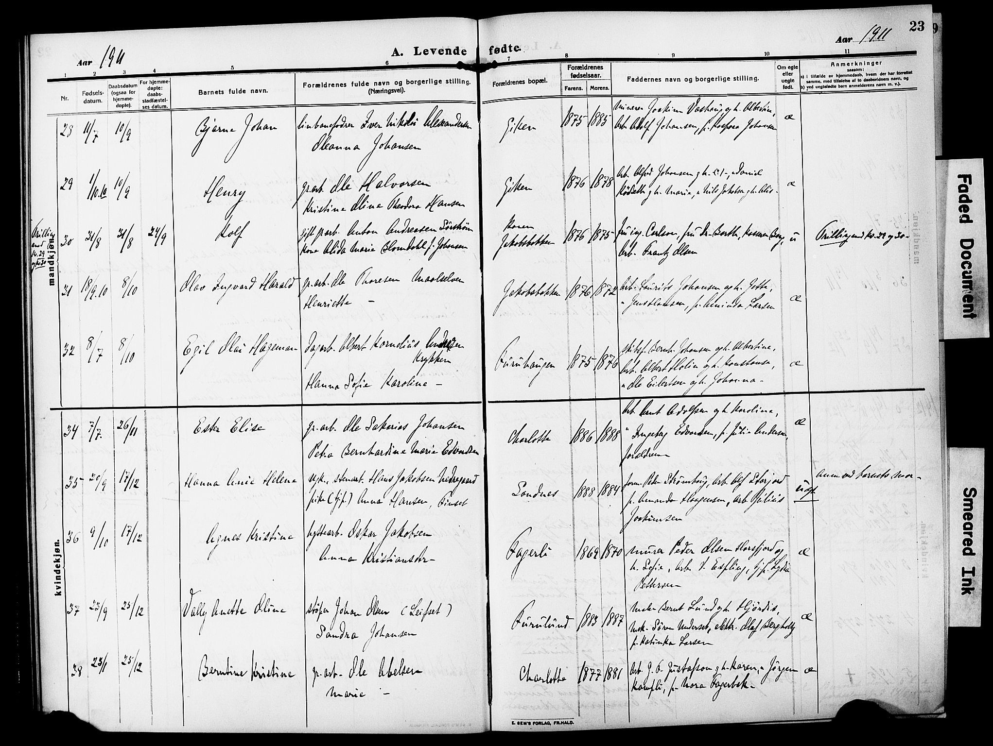 Ministerialprotokoller, klokkerbøker og fødselsregistre - Nordland, SAT/A-1459/850/L0710: Parish register (official) no. 850A02, 1910-1920, p. 23
