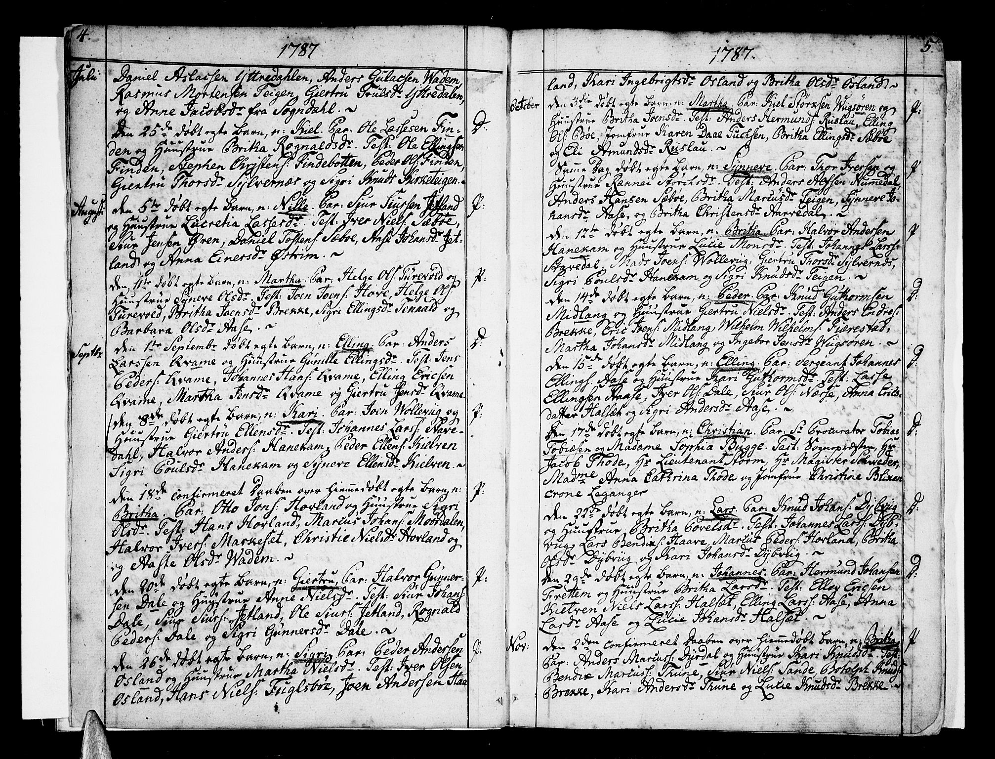 Vik sokneprestembete, SAB/A-81501: Parish register (official) no. A 5, 1787-1820, p. 4-5