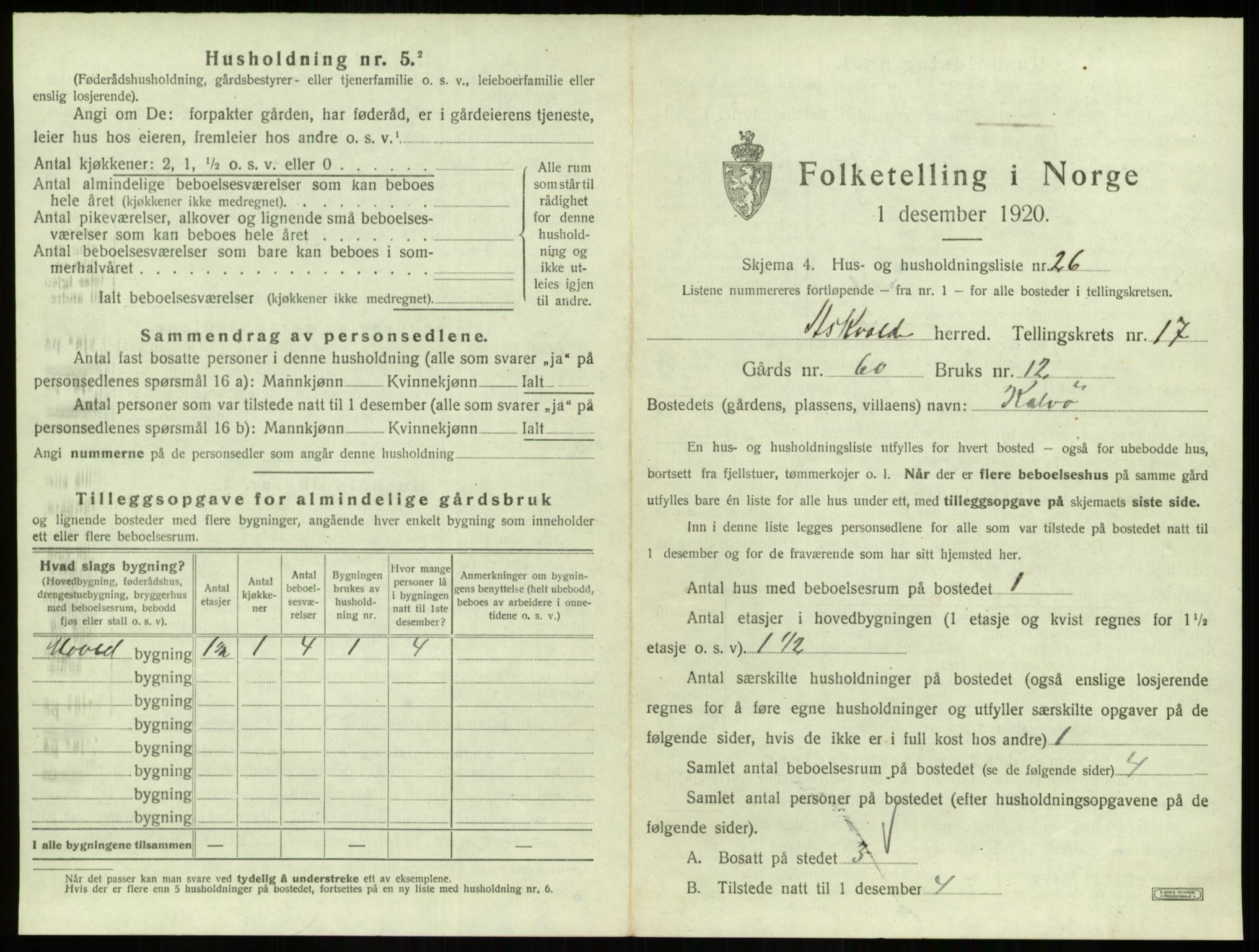 SAB, 1920 census for Askvoll, 1920, p. 958