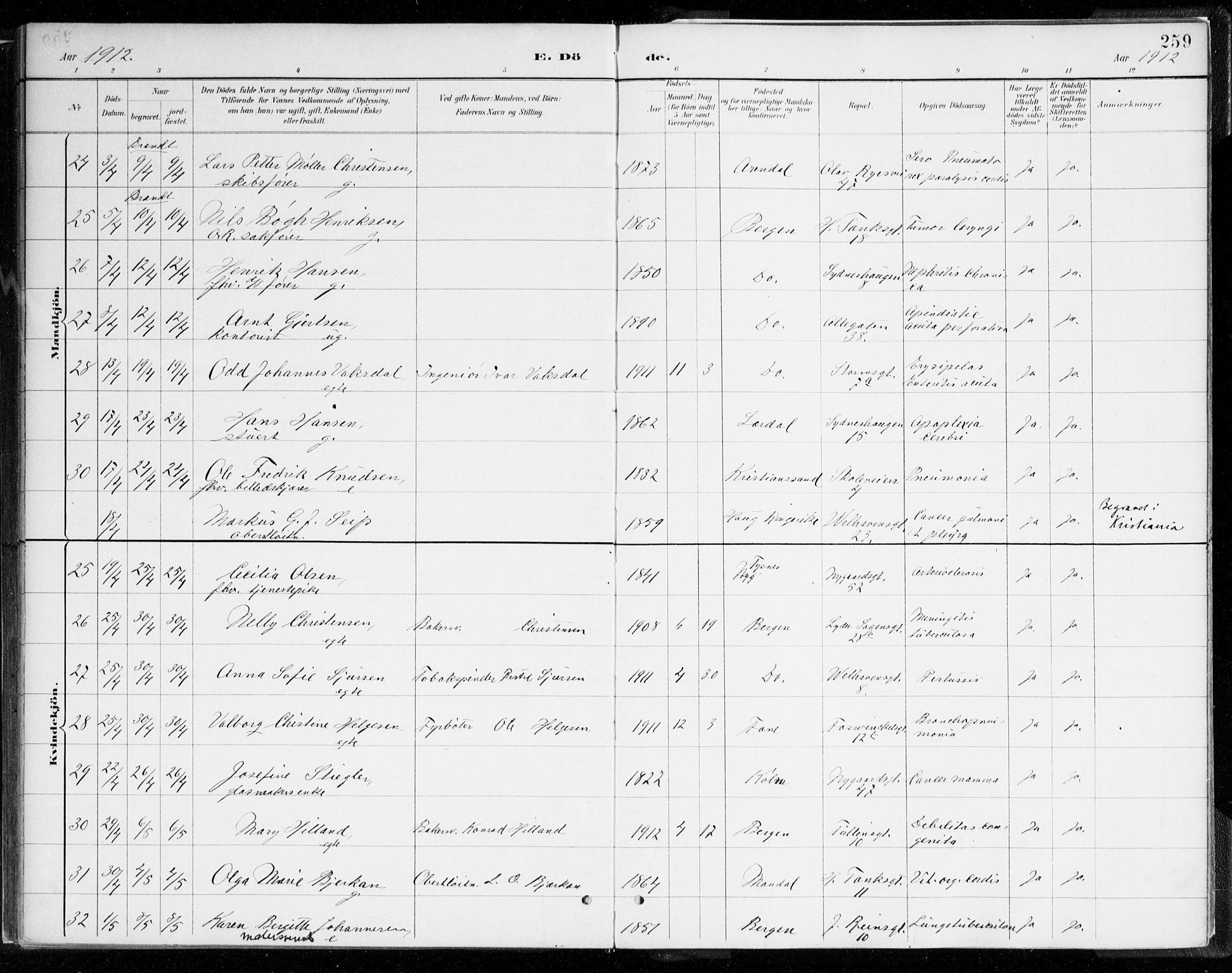 Johanneskirken sokneprestembete, AV/SAB-A-76001/H/Haa/L0019: Parish register (official) no. E 1, 1885-1915, p. 259