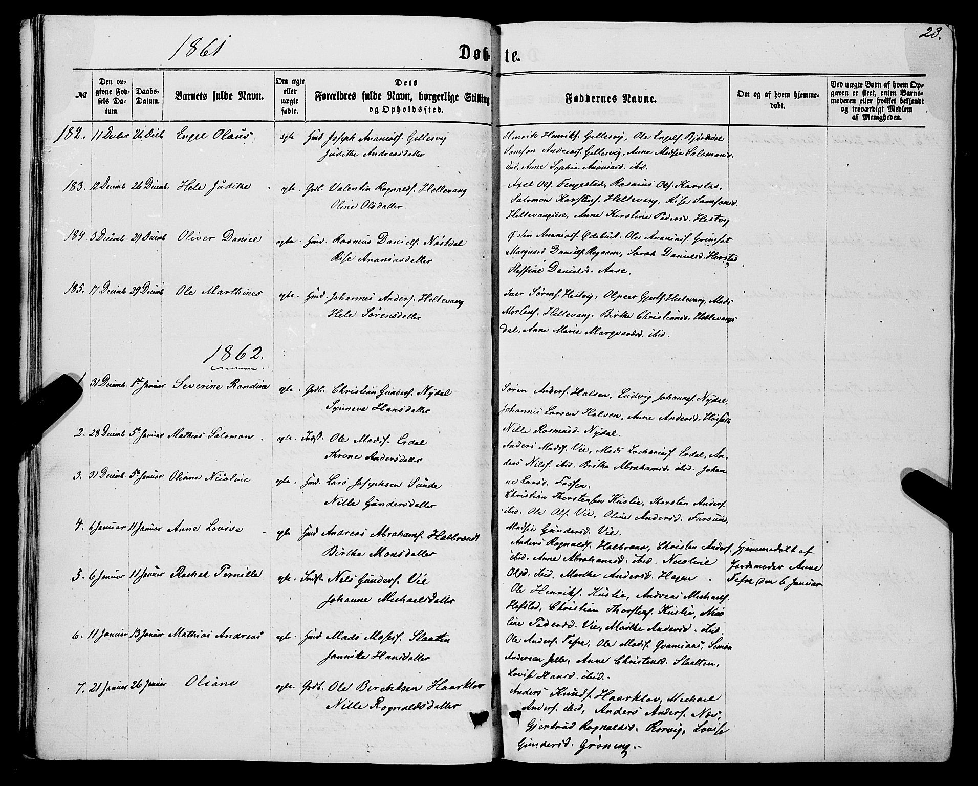 Førde sokneprestembete, SAB/A-79901/H/Haa/Haaa/L0009: Parish register (official) no. A 9, 1861-1877, p. 23