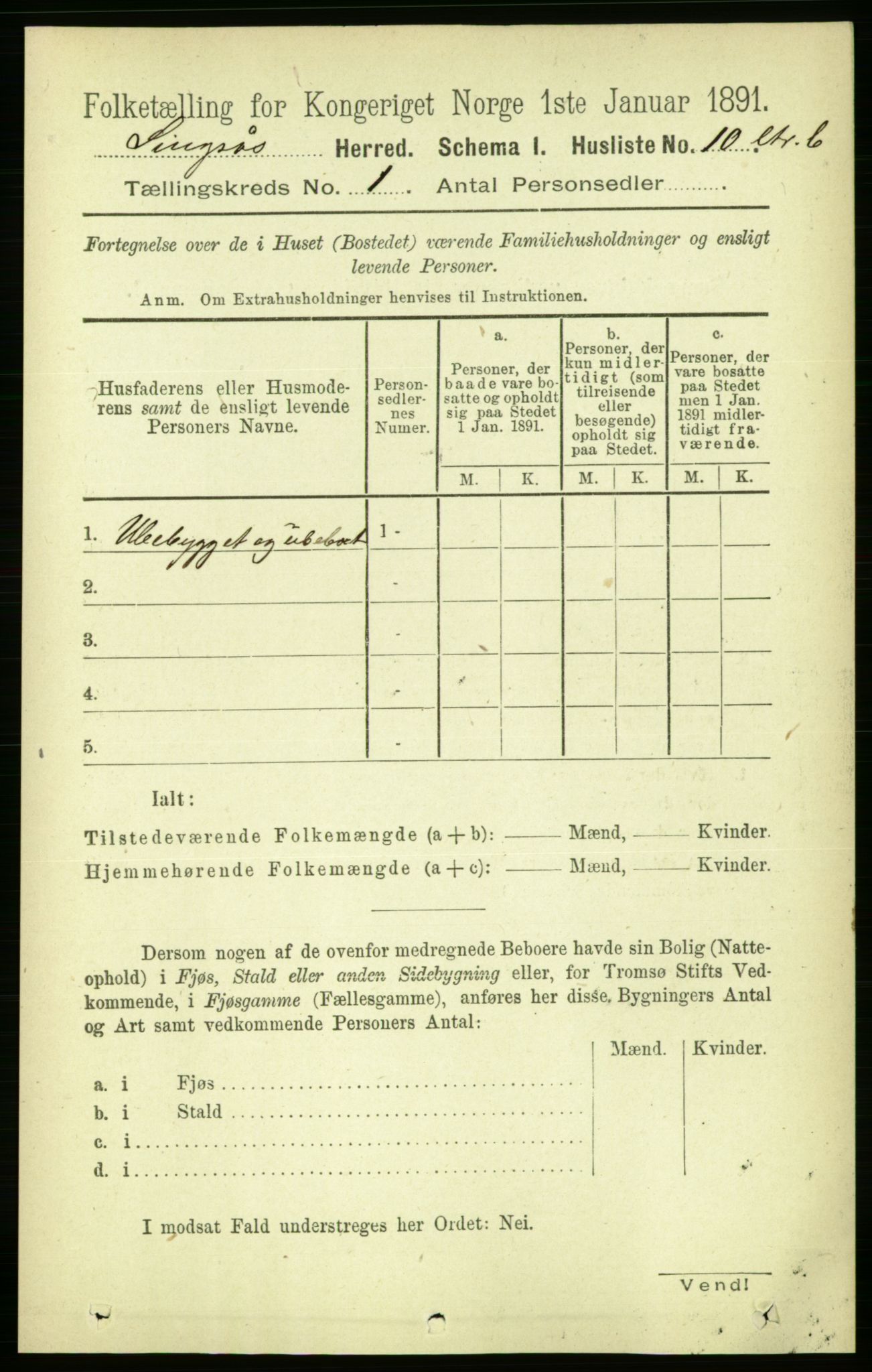 RA, 1891 census for 1646 Singsås, 1891, p. 39