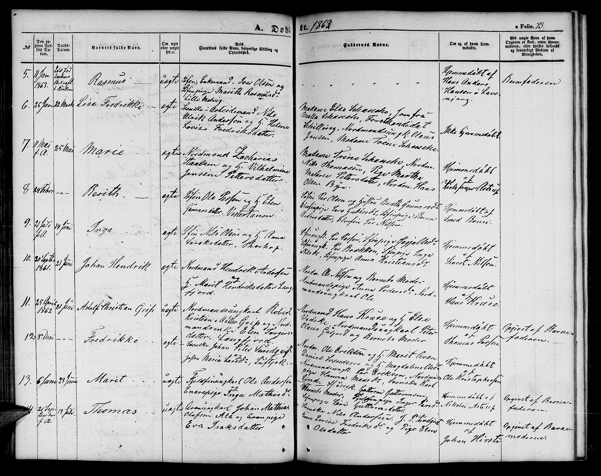 Tana sokneprestkontor, SATØ/S-1334/H/Hb/L0001klokker: Parish register (copy) no. 1 /1, 1853-1867, p. 73