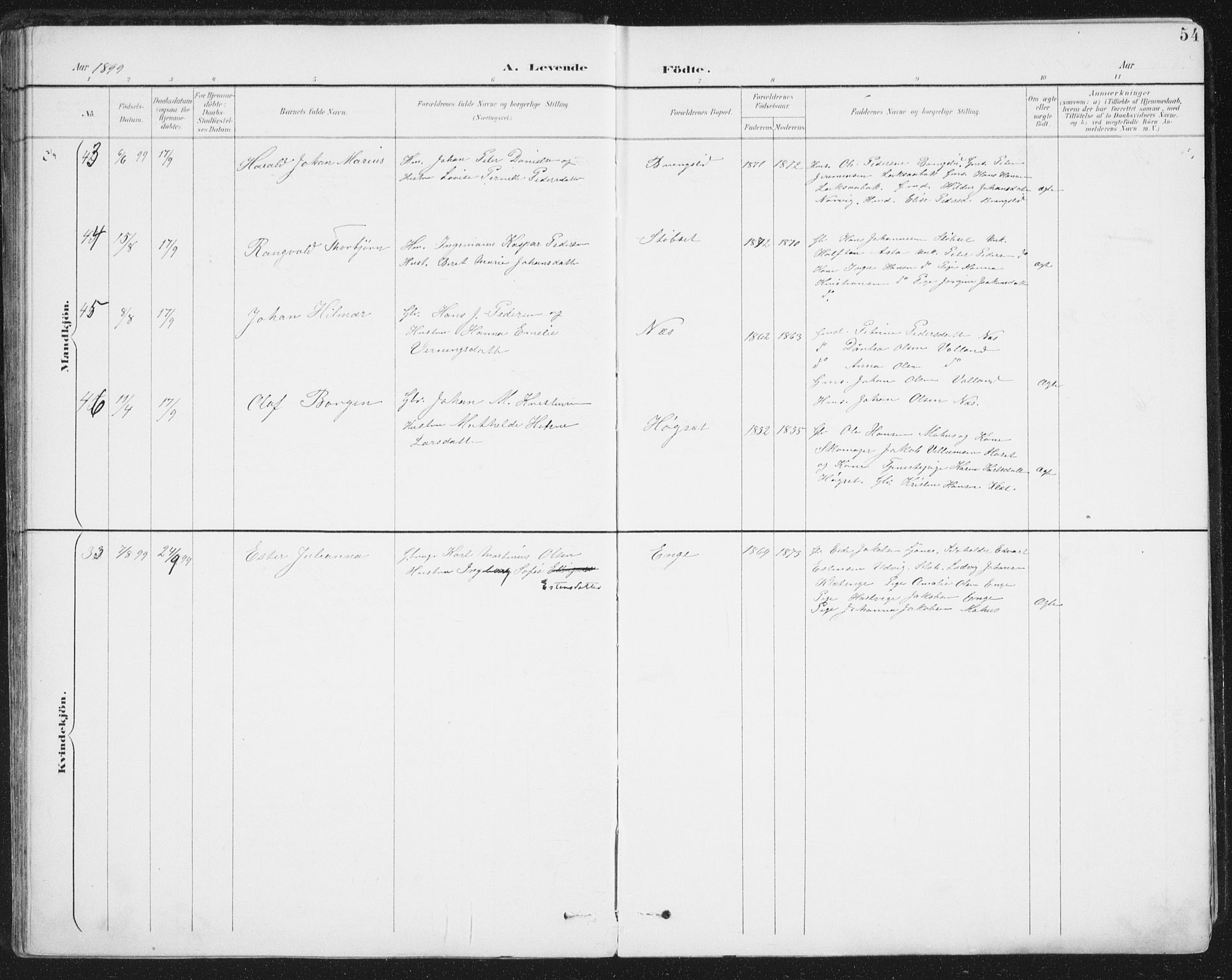 Ministerialprotokoller, klokkerbøker og fødselsregistre - Nordland, SAT/A-1459/852/L0741: Parish register (official) no. 852A11, 1894-1917, p. 54