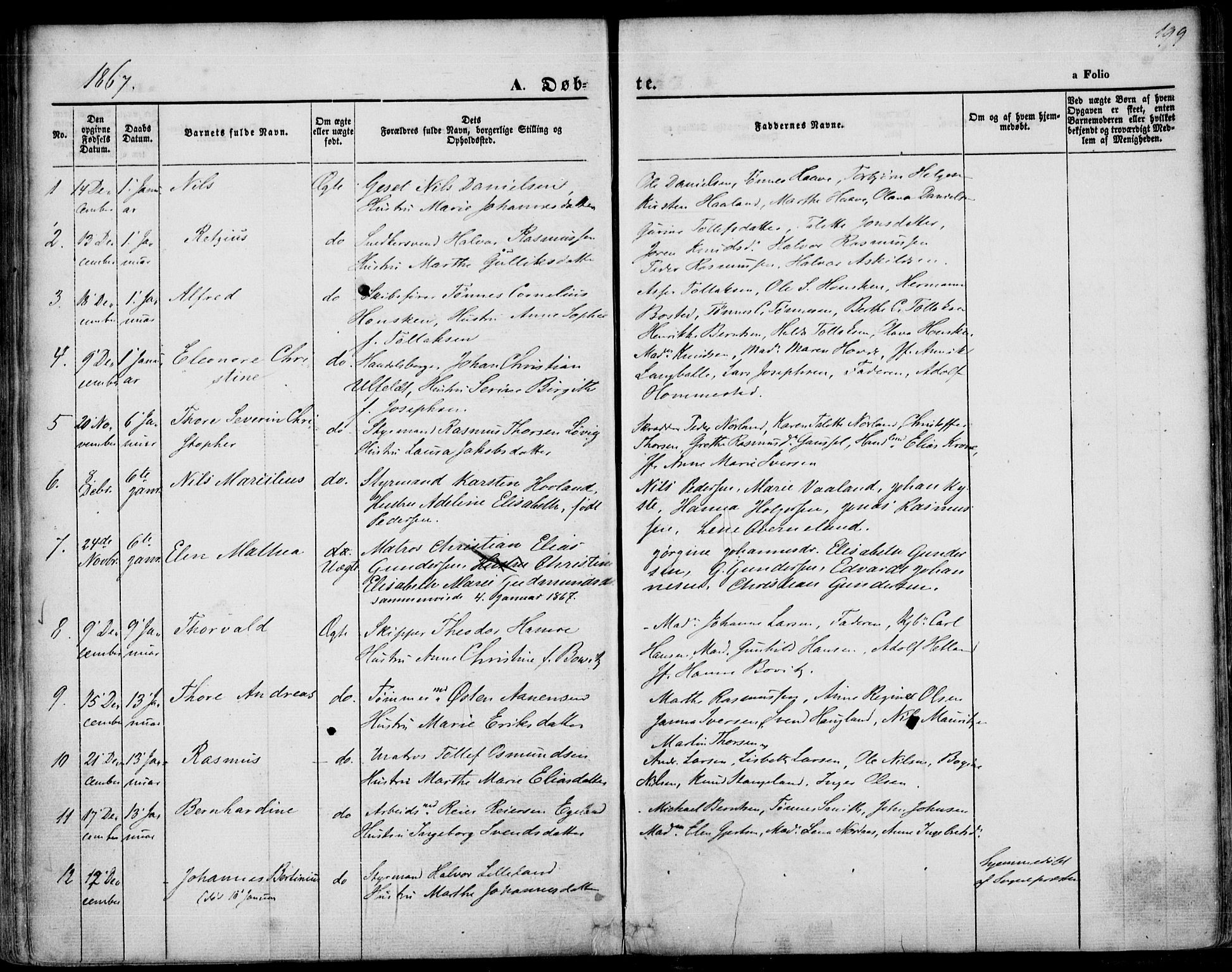 St. Petri sokneprestkontor, SAST/A-101813/001/30/30BA/L0001: Parish register (official) no. A 1, 1861-1868, p. 199