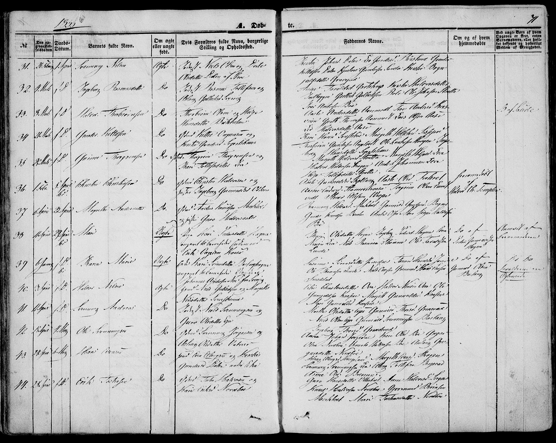 Bø kirkebøker, AV/SAKO-A-257/F/Fa/L0008: Parish register (official) no. 8, 1849-1861, p. 71