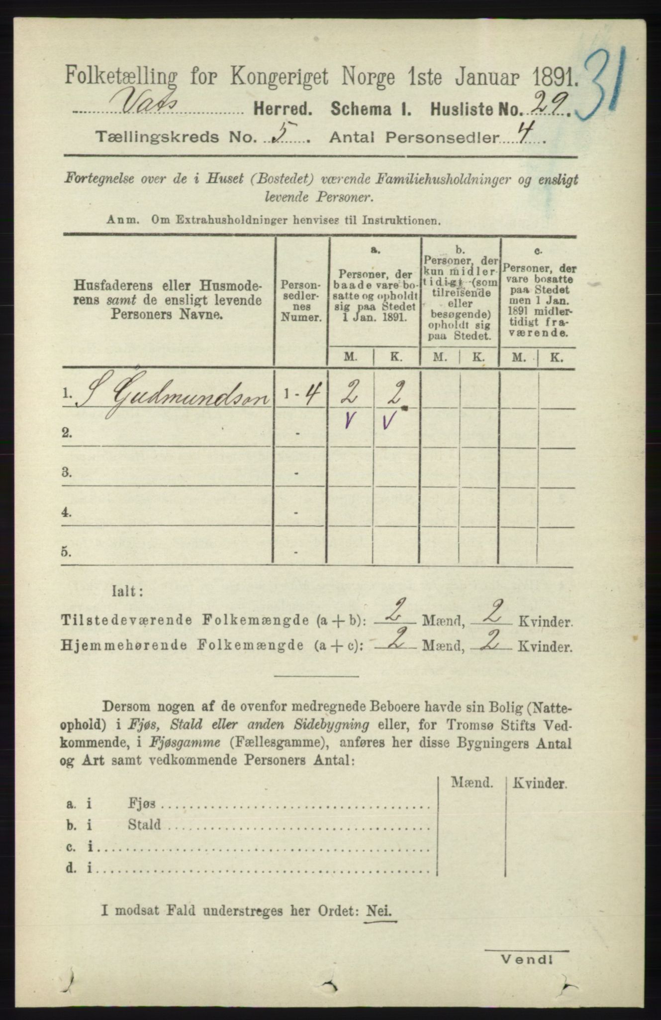 RA, 1891 census for 1155 Vats, 1891, p. 725